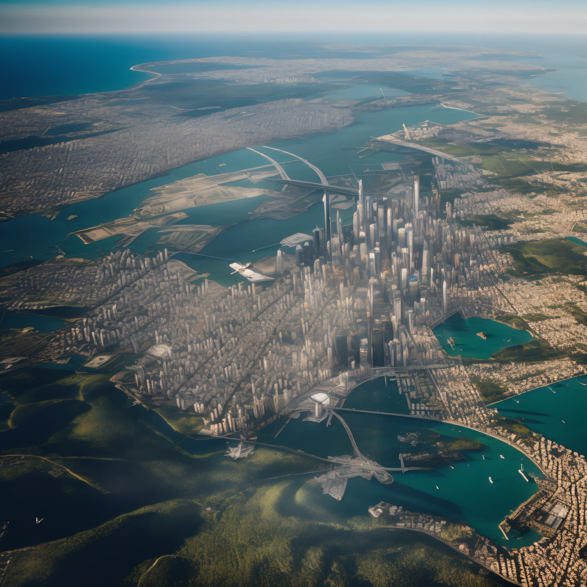 The city seen from an airplane