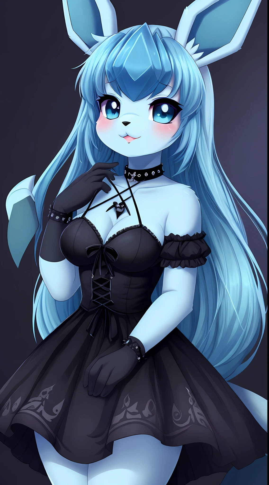 4K, master piece, best quality, Kawaii, cute, sfw, glaceon, hioshiru, goth dress