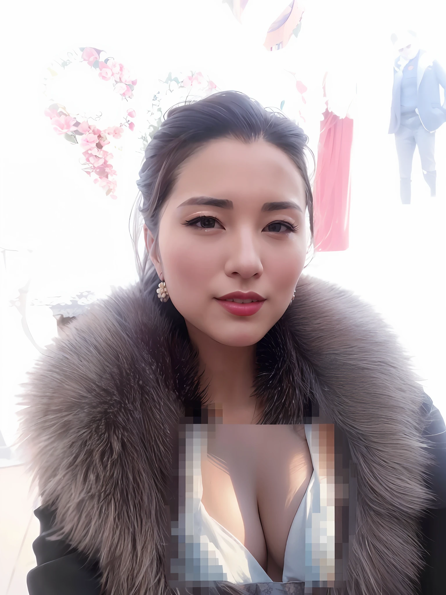 Arad woman posing with fur collar posing for photo, fur covering her chest, 3 0 years old woman, 30 years old woman, 2 8 years old, 2 9 years old, 2 7 years old, 38 years old, Yoshitomo Nara, beautiful Korean woman, 3 2 years old