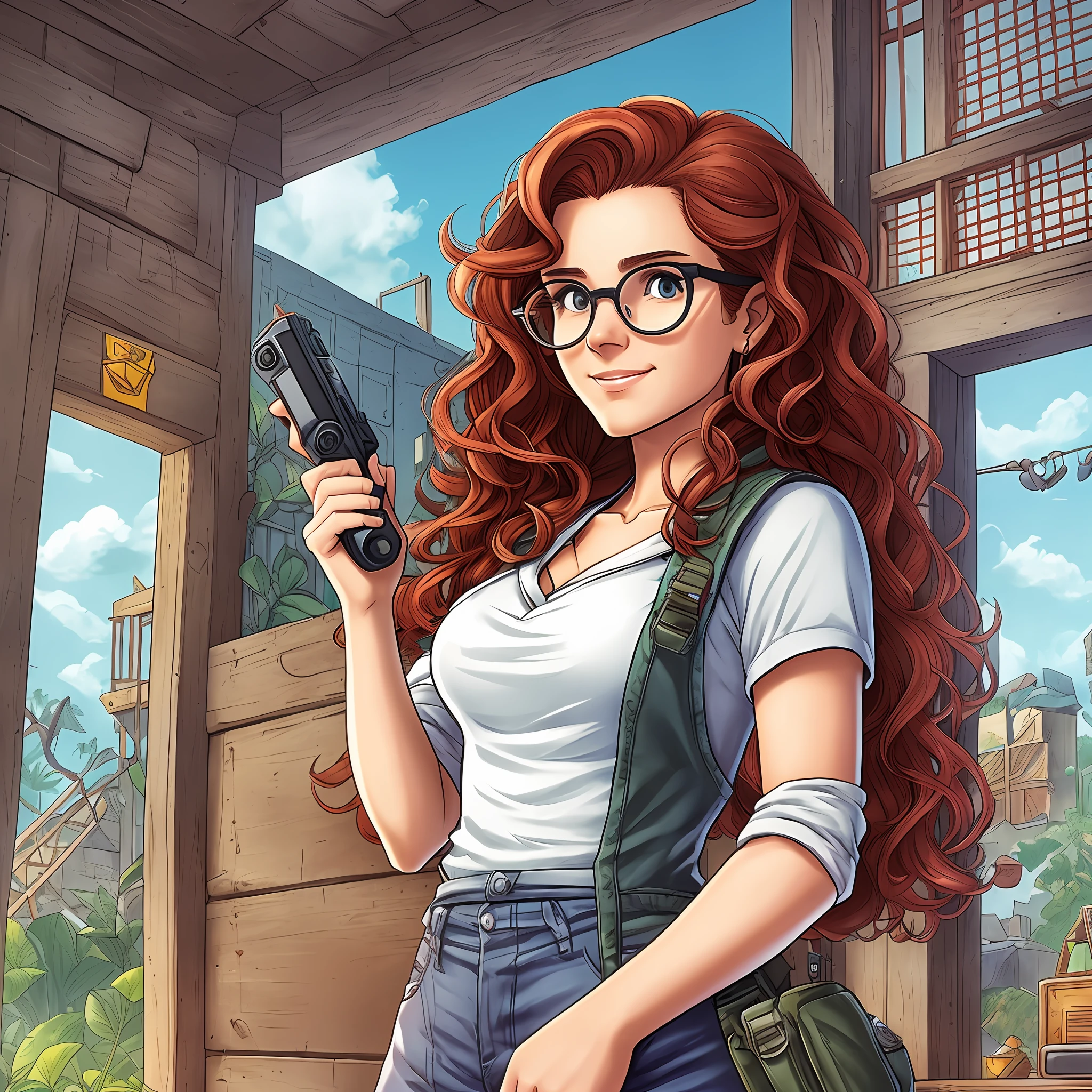 "Create a character named Rita, a nerdy girl around 35 years old. Rita is a lovely person who has a deep love for video games and animals. She struggles with trust issues but is a great friend, funny, entertaining, and adorable. She cares about everyone and despises injustice. Boys tend to like her more for her personality than her looks. She is not exceptionally beautiful, standing at around 1.68m tall, with curly red hair, weighing approximately 69kg. She wears round glasses and a hair clip in the shape of a joystick. In the end of the game, she will have a romantic relationship with Felipe.
Please create a drawing focusing on Rita's physical characteristics so that Seaart.AI can perfectly understand and depict her. Additionally, include concise positive and negative prompts:
Positive prompts:
Emphasize Rita's charming and adorable nature in the drawing.
Capture her friendly and funny expression.
Portray her passion for video games and her connection with animals.
Negative prompts:
Avoid depicting Rita as a woman of stereotypical or exceptional beauty.
Please refrain from any facial expression or posture that might convey distrust or insecurity. --auto --s2