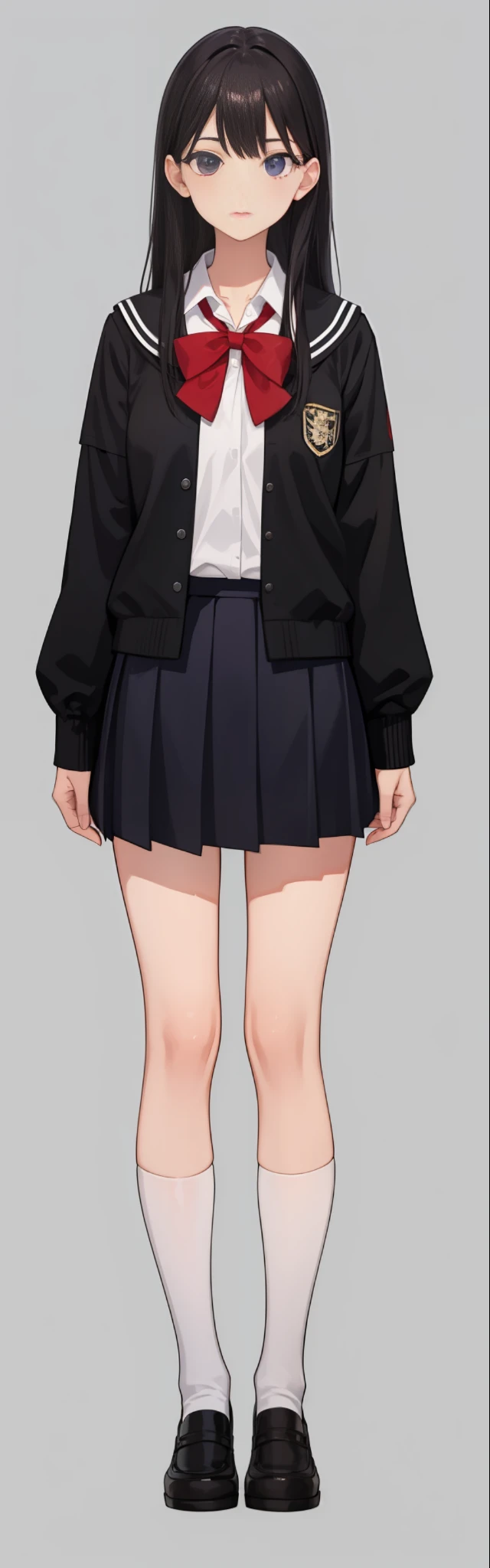 Full body, school uniform, girl, alone