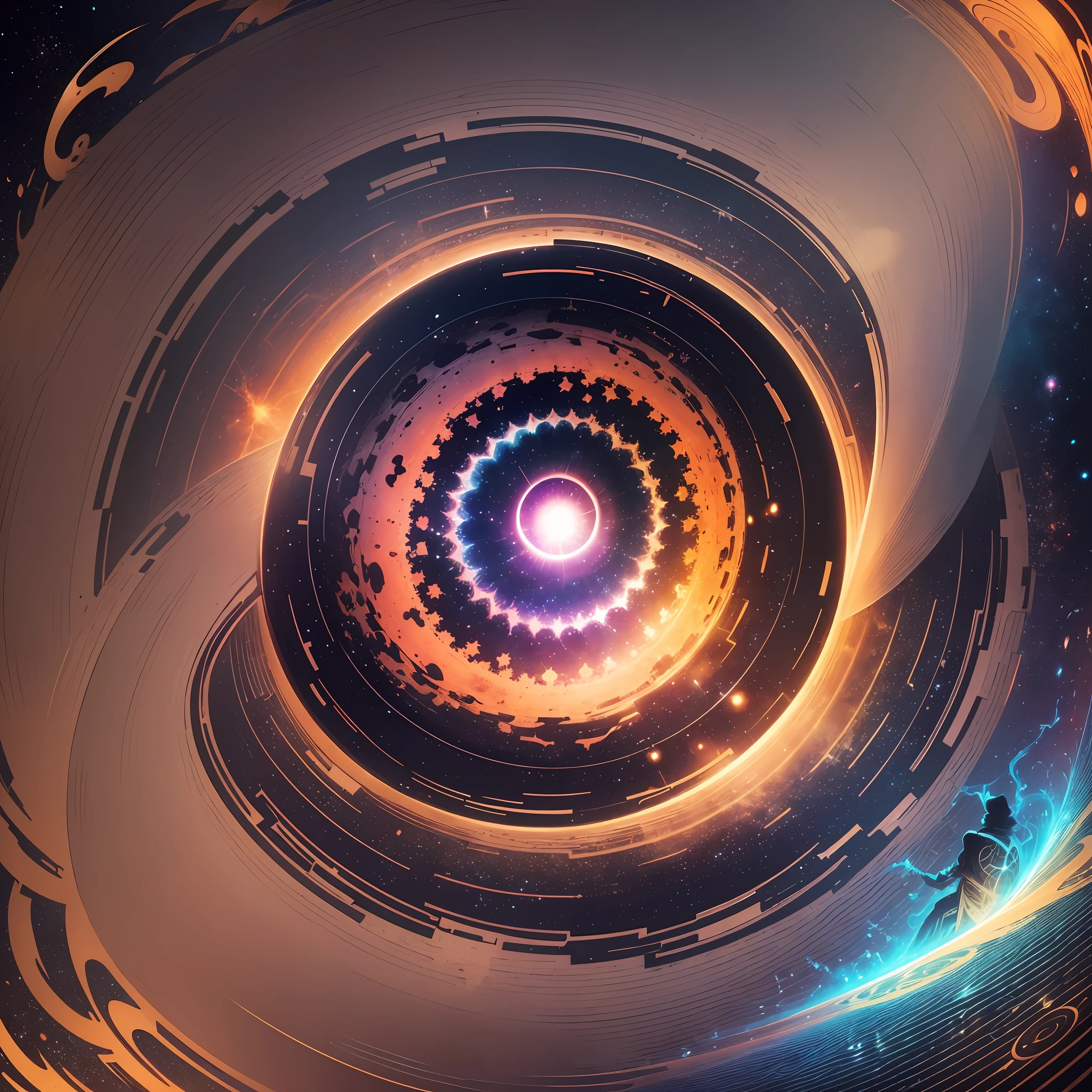 amazing dream art, [light, ink, jwst, spiral galaxy, cosmic horrors beyond comprehension: ink, shadow,: 0.25], great man, eyes, pupils, dublex, divine cosmic horizon, sun, [failure | data bending] obt of art, ultra details, divine energy, frequency of God --auto --s2
