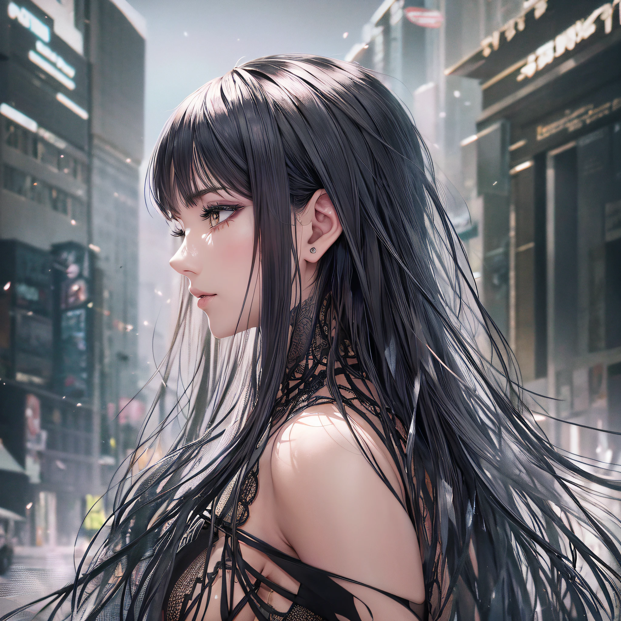 Ultra HD textured skin, super detailed, beauty, real side face, long hair --auto --s2