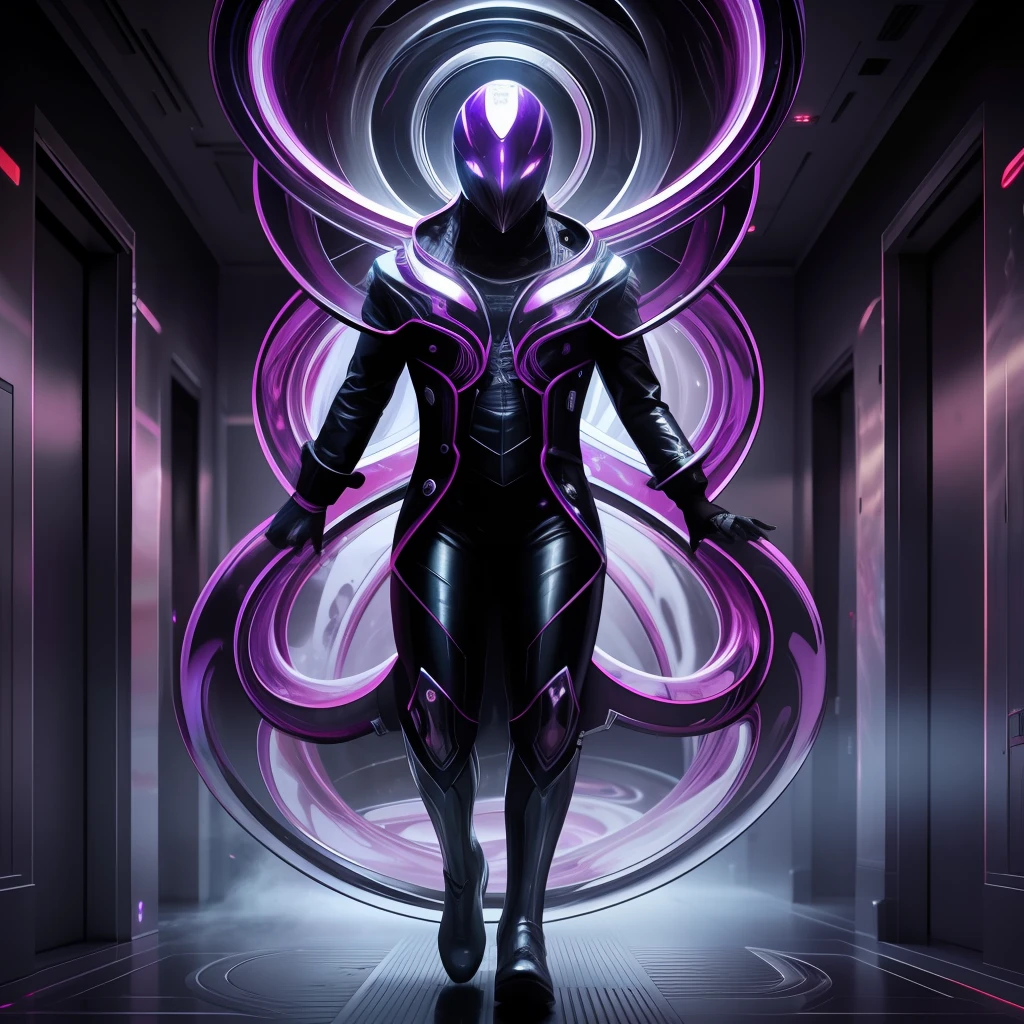 A cinematic scene from 2023, scifi horror, full body shot, a extremely liquid chrome trompe l'oeil vampire emerges out of swirling vortexes, captured by Sony CineAlta, haunting, surreal, nighmarish, ultrarealistic, photorealistic --auto --s2