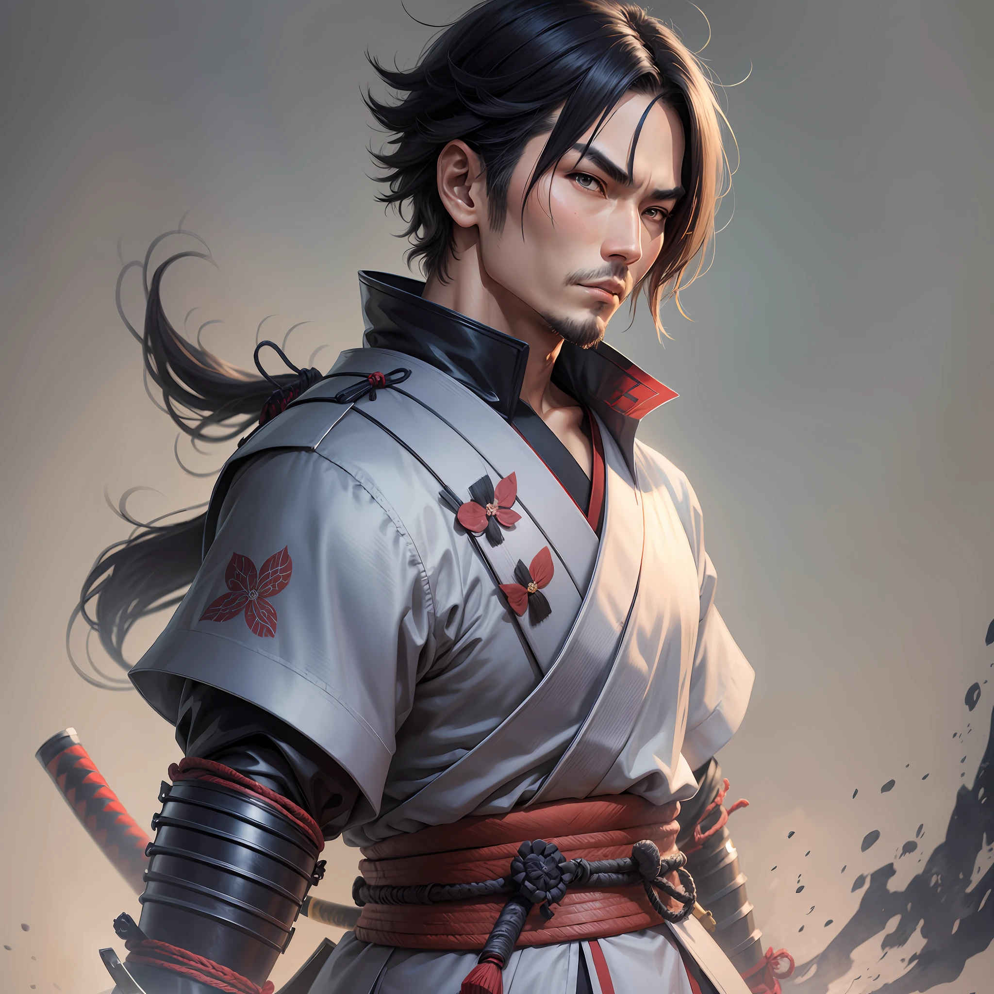 Samurai, adult male, Japanese wind, katana, short hair, pointed hair --auto --s2