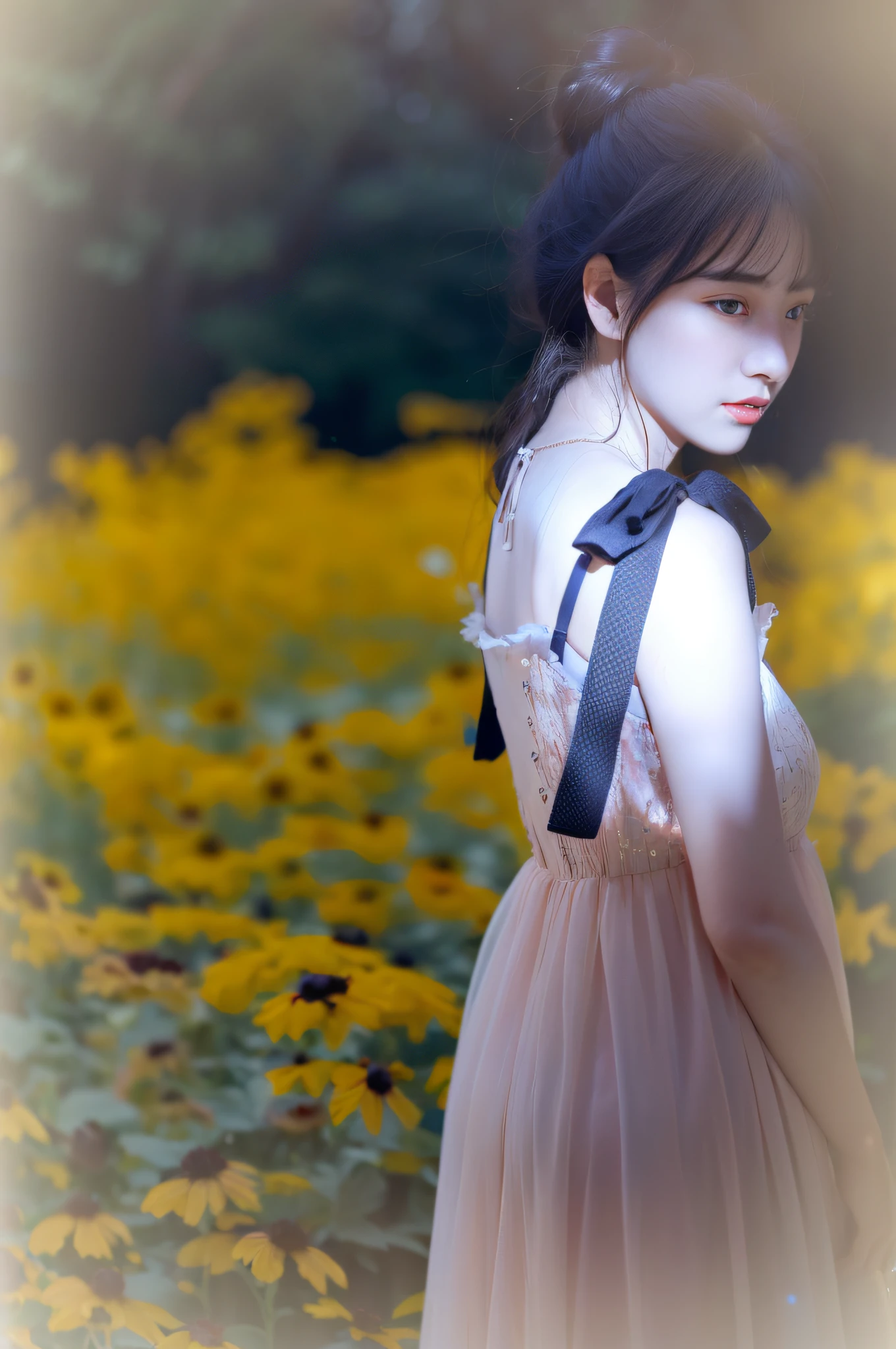 (8k, RAW photo, best quality, masterpiece: 1.2), (realistic, photorealistic photo: 1.37), professional lighting, photon mapping, radiosity, korean doll, park, white summer dress, good-looking eyelashes