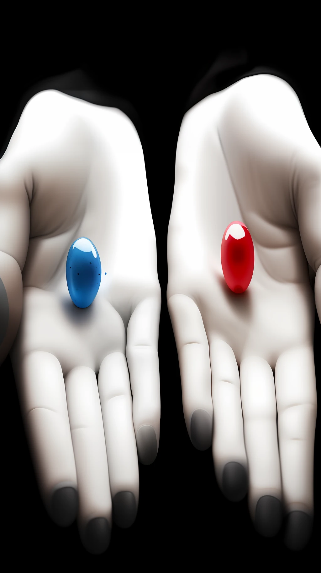 two hands ultra realistic two different colors