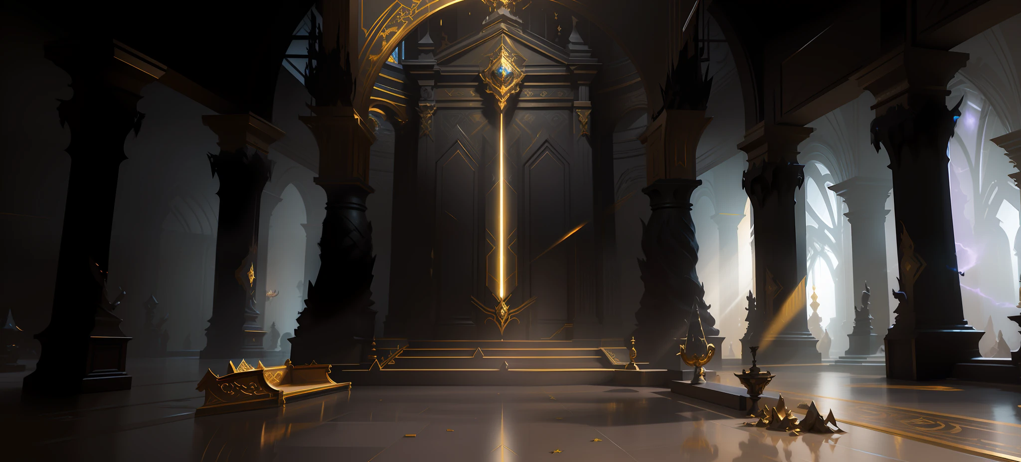 Dramatic lighting. concept art, fist game concept art, concept art magical highlights, gorgeous dark throne room, exquisite gorgeous floor, gilded decorated throne room and floor, 8K hd wallpaper jpeg artifact, 8k hd wallpaper jpeg artifact, throne room, matte painting mystery dota pixar, dota frosted painting concept art, world of warcraft concept art