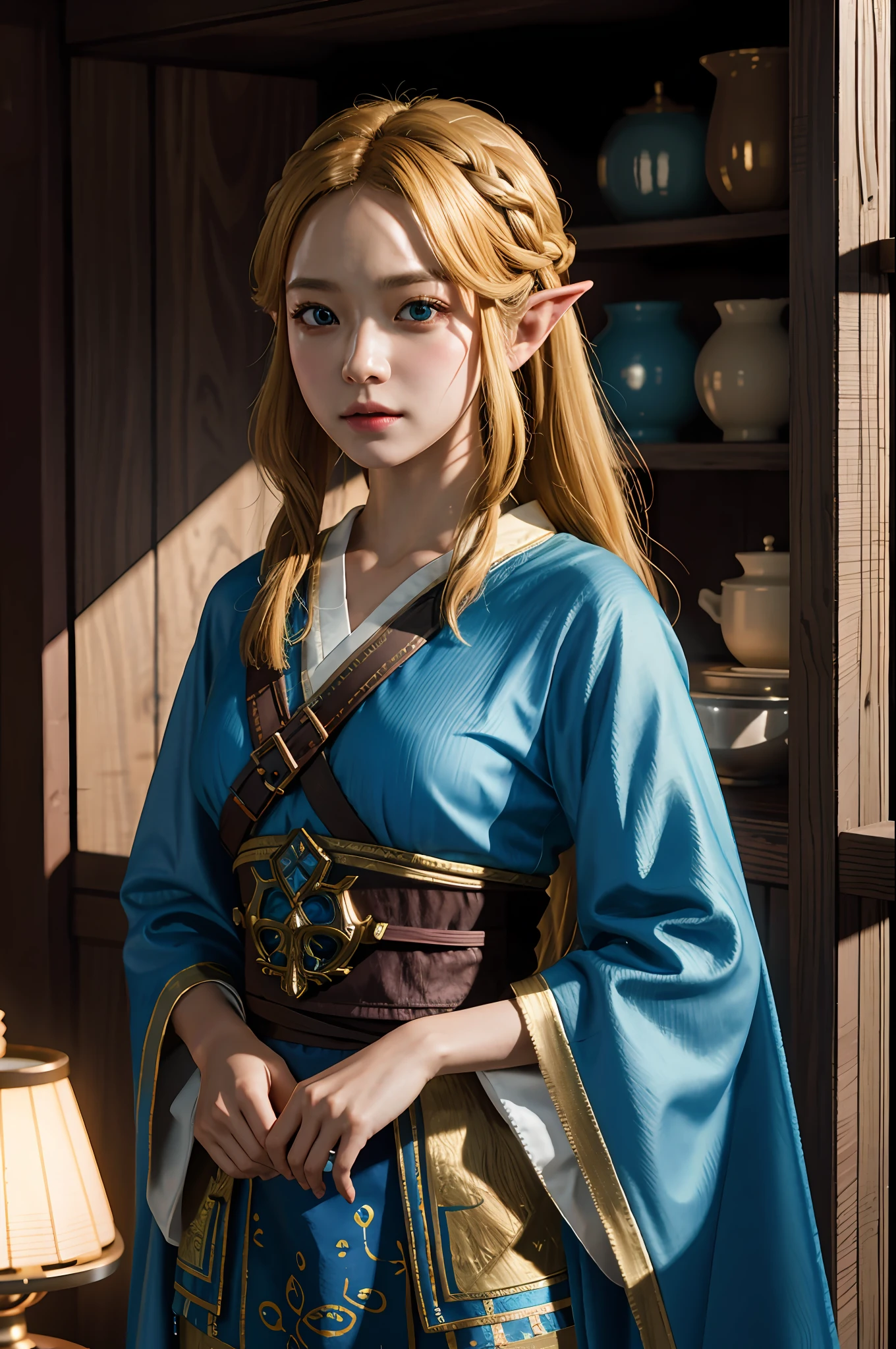 (Highly detailed CG Unity 8k wallpaper, masterpiece, top quality, super detailed, beautiful detailed eyes: 1.2), movie lighting
1 person Maria (Japanese clothes: 1.4) indoors, Zelda, Zelda portrait, The Legend of Zelda: Breath of the Wild, The Legend of Zelda, blonde