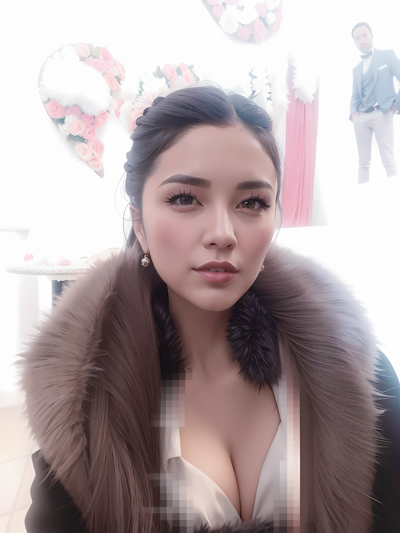 Arad woman posing with fur collar posing for photo, fur covering her chest, 3 0 years old woman, 30 years old woman, 2 8 years old, 2 9 years old, 2 7 years old, 38 years old, beautiful Korean woman, 3 2 years old