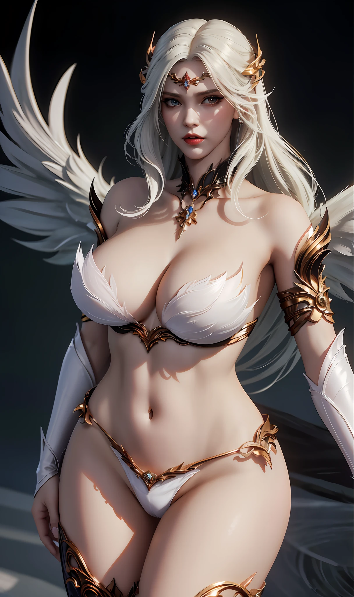 a close up of a woman in a bikini with wings on her chest, extremely detailed artgerm, goddess. extremely high detail, anime goddess, full - body majestic angel, extremely detailed goddess shot, 8k high quality detailed art, 2. 5 d cgi anime fantasy artwork, as a mystical valkyrie, artgerm. high detail, fanart best artstation