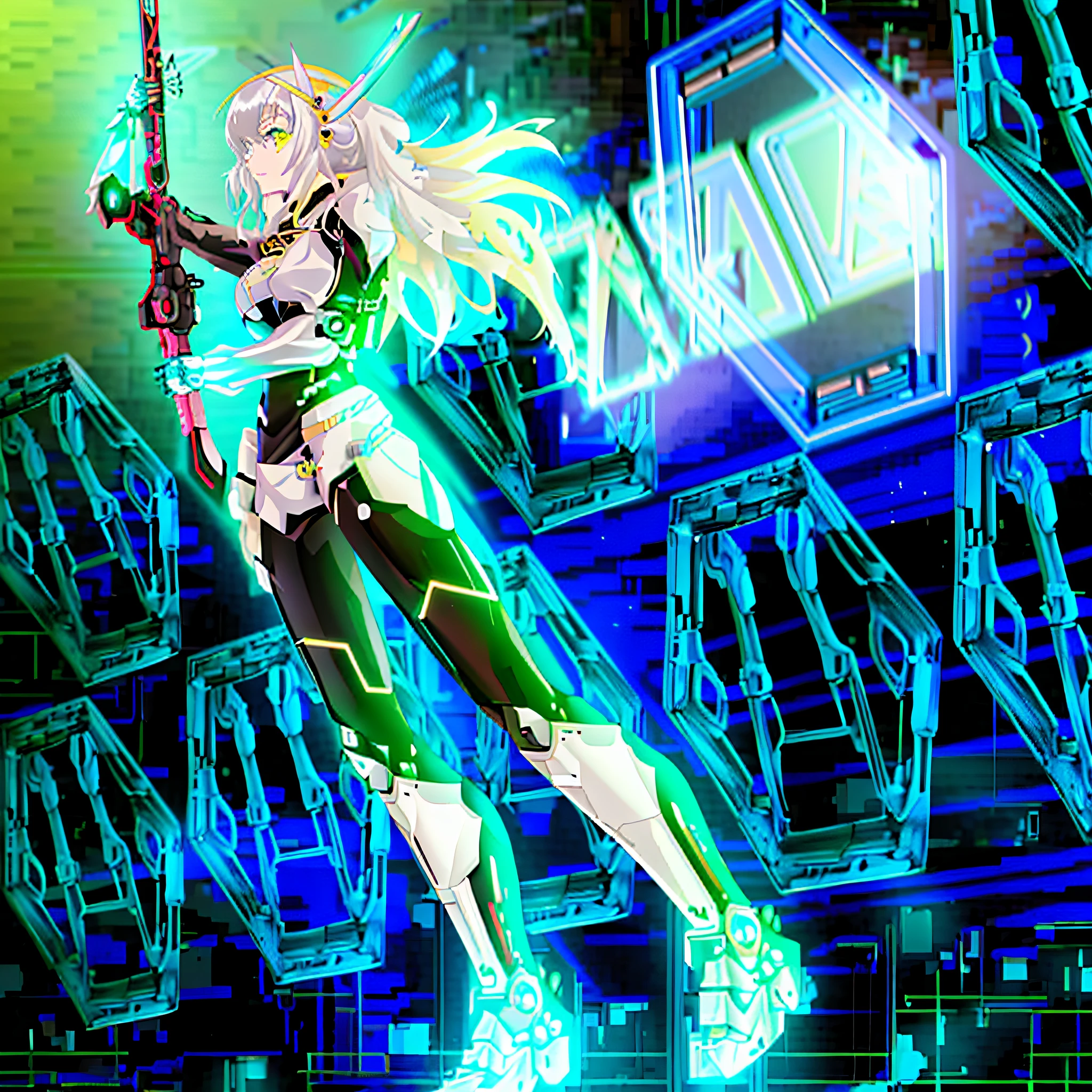 anime girl with sword in a futuristic city setting, cybernetic wallpaper, best anime 4k konachan wallpaper, cyberpunk anime girl mech, holographic blade!, neon scales and cyborg tech, fractal cyborg ninja background, mechanized valkyrie girl, cybernetic glowing, anime cyborg, mermaid cyborg with a laser whip, digital cyberpunk anime!!, clothed in cyber armour