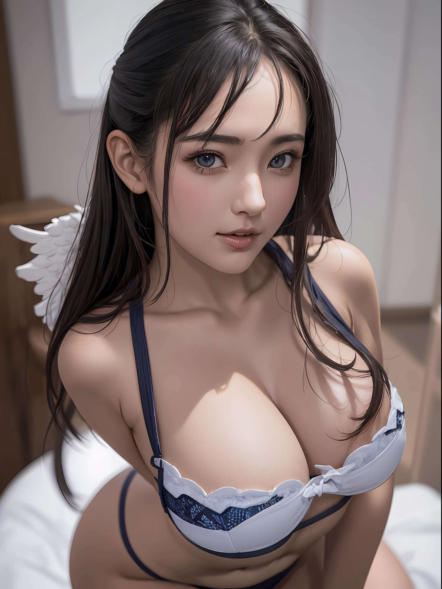 1 Girl, Overflow, (Curvaceous Body:0.8), Uncensored,Exposed Shoulders, Angel Face, Detailed Face, Backlit, Facial Light, (Smile and Drowsiness and Ecstasy Expression:1.2)(Perfect Female Figure)(Sharp Focus),(Realistic Moisture Skin),Detail Eyes,(Curvaceous Body:0.8), (wavy Hair:1.2), Black Eyes, Best Quality, Ultra High Resolution, (Photorealistic), (Wet Skin), (Camera Focus on Face), (front View), Hetero, (pureerosface_v1:0.6), big tits, (big boobs, jav, sailor