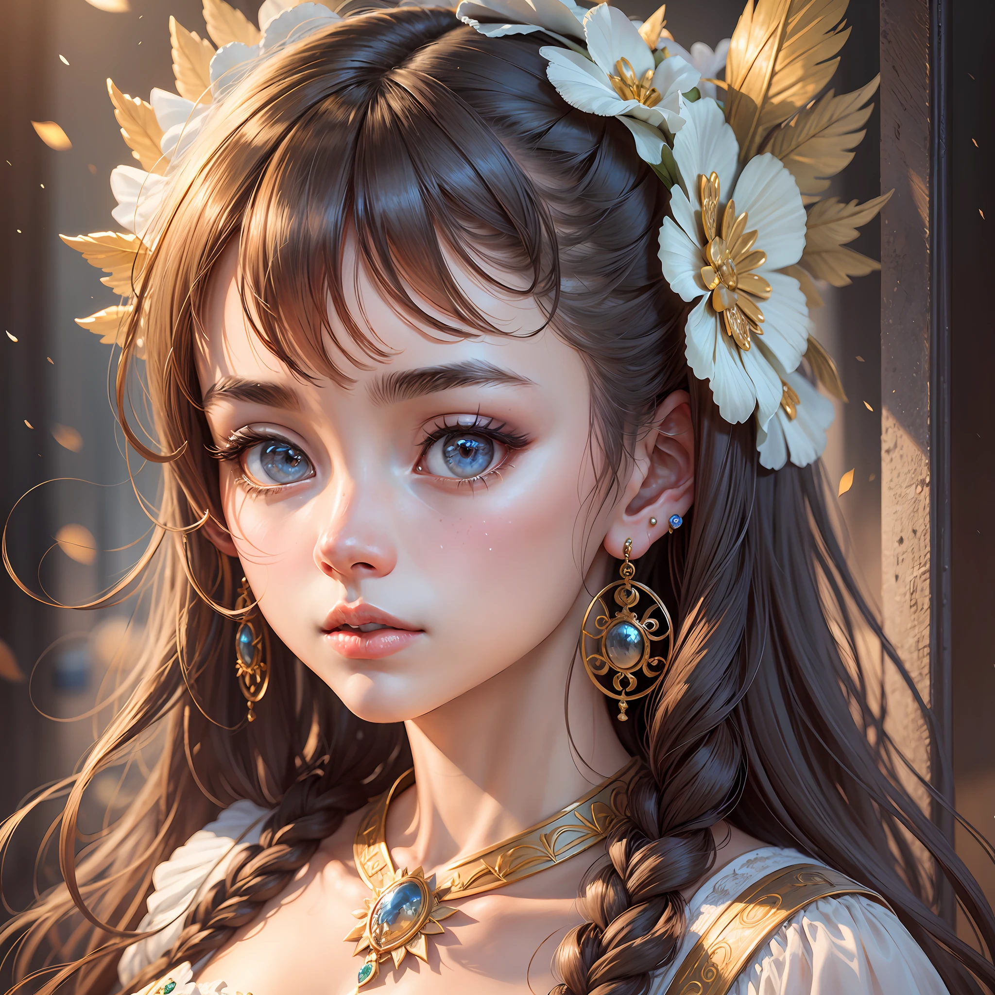 1 girl, best quality, masterpiece, illustration, a very delicate and beautiful, very detailed, CG, unity, 8k wallpaper, amazing, fine details, masterpiece, best quality, official art, very detailed CG Unity 8k wallpaper, ridiculous, incredibly ridiculous, huge file size, super detailed, high resolution, very detailed, beautifully detailed girl, extremely detailed eyes and face, beautiful detail eyes, light on face, circle, real face, standing, natural face, textured clothes, earrings, eyelashes, hair_ornament, jewelry, soft lighting, movie lighting, bag head, --auto --s2