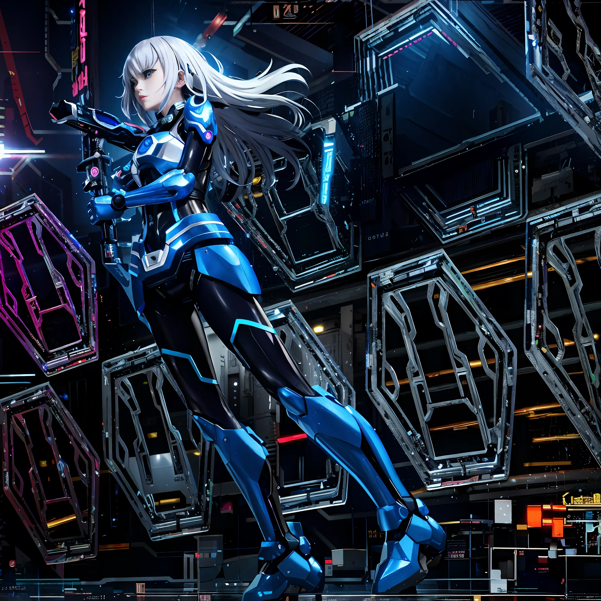 anime character with a gun in a futuristic setting, girl in mecha cyber armor, cyberpunk anime girl mech, cyber japan armor, cyborg - girl with silver hair, digital cyberpunk anime art, best anime 4k konachan wallpaper, perfect anime cyborg woman, anime cyberpunk art, cybernetic wallpaper, cyber armour, digital cyberpunk - anime art, cyberpunk anime girl