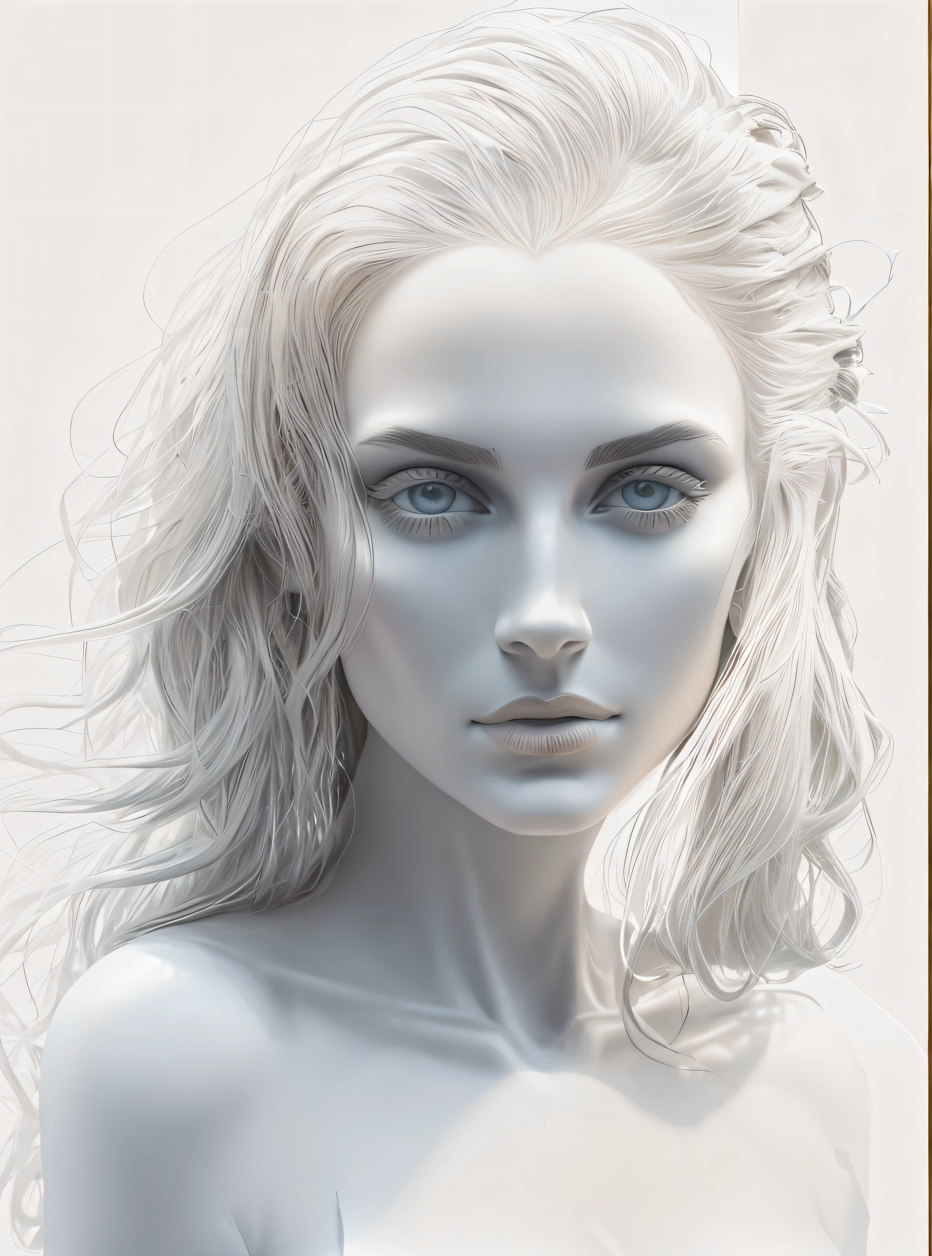 model, sculpture, ancient geometric, do not deform the woman of the image