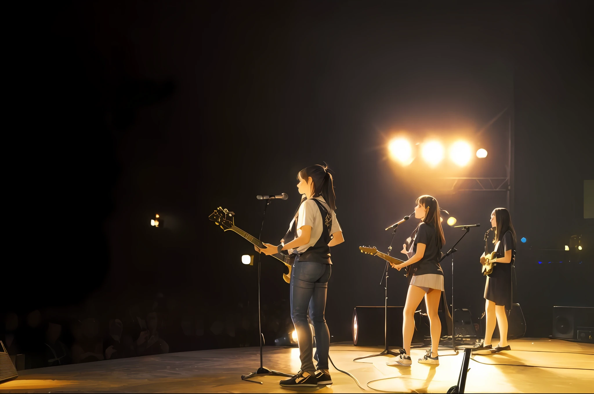 Several people playing music on the lighted stage, performing on stage, rock concert stage, playing guitar on stage, on stage, concert photos, concert photography, on stage, live concert photography, stage photography, performance, live concert, live stage, band playing, music performance, live performance, rock concert, rock concert, rock out, output
Baroque, Fujicolor, American propaganda poster, pillarboxed, award winning, HD,cyber punk