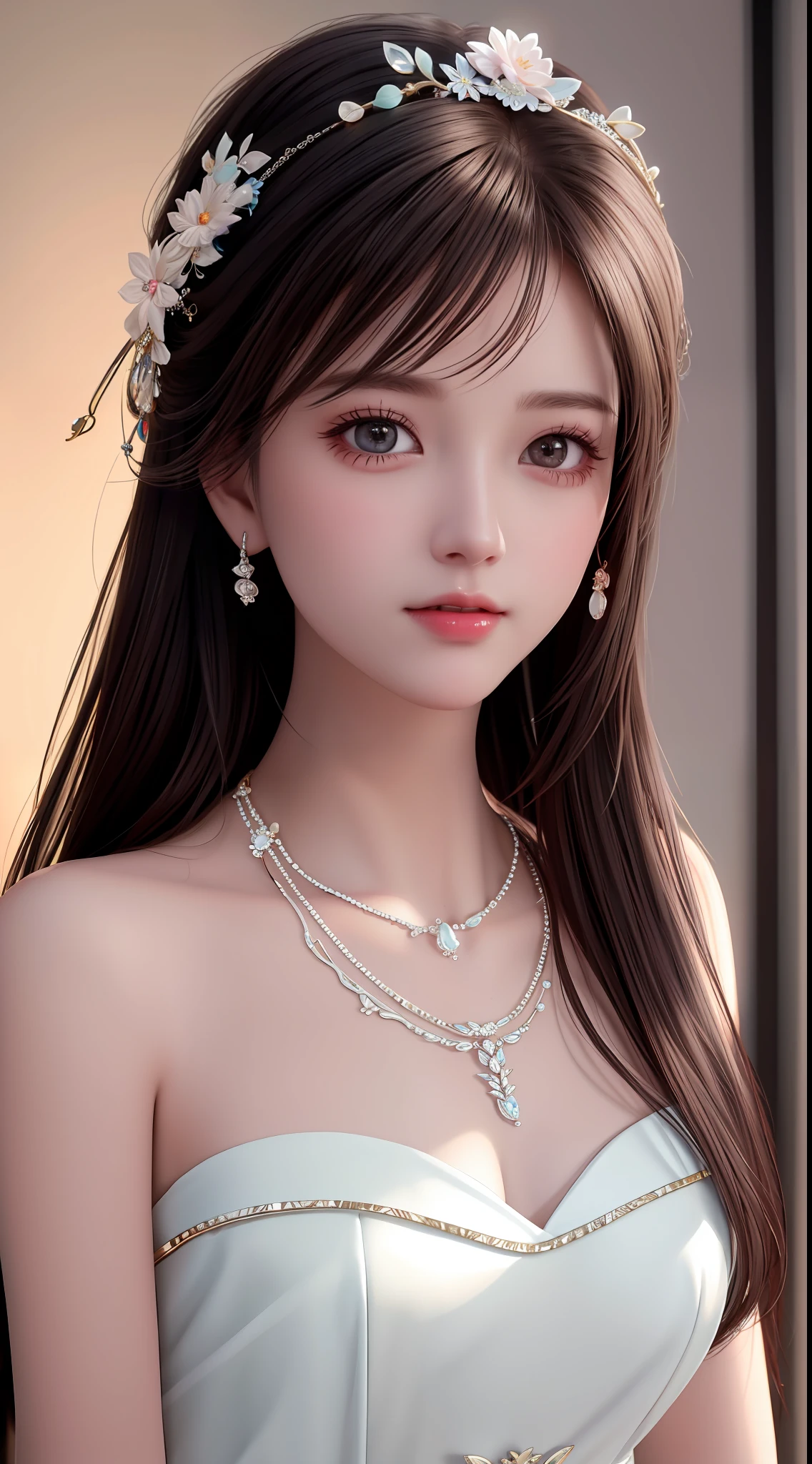 Best Quality, Masterpiece, High Resolution, 1girl, Porcelain Dress, Hair Accessories, Necklace, Jewelry, Pretty Face, On Body, Tyndall Effect, Realistic, Shadow Studio, Rim Lighting, Dual Tone Lighting, (High Detail Skins: 1.2), 8k UHD, dslr, soft light, high quality, volume light, sneak shot, photo, high resolution, 4k, 8k, background blur,