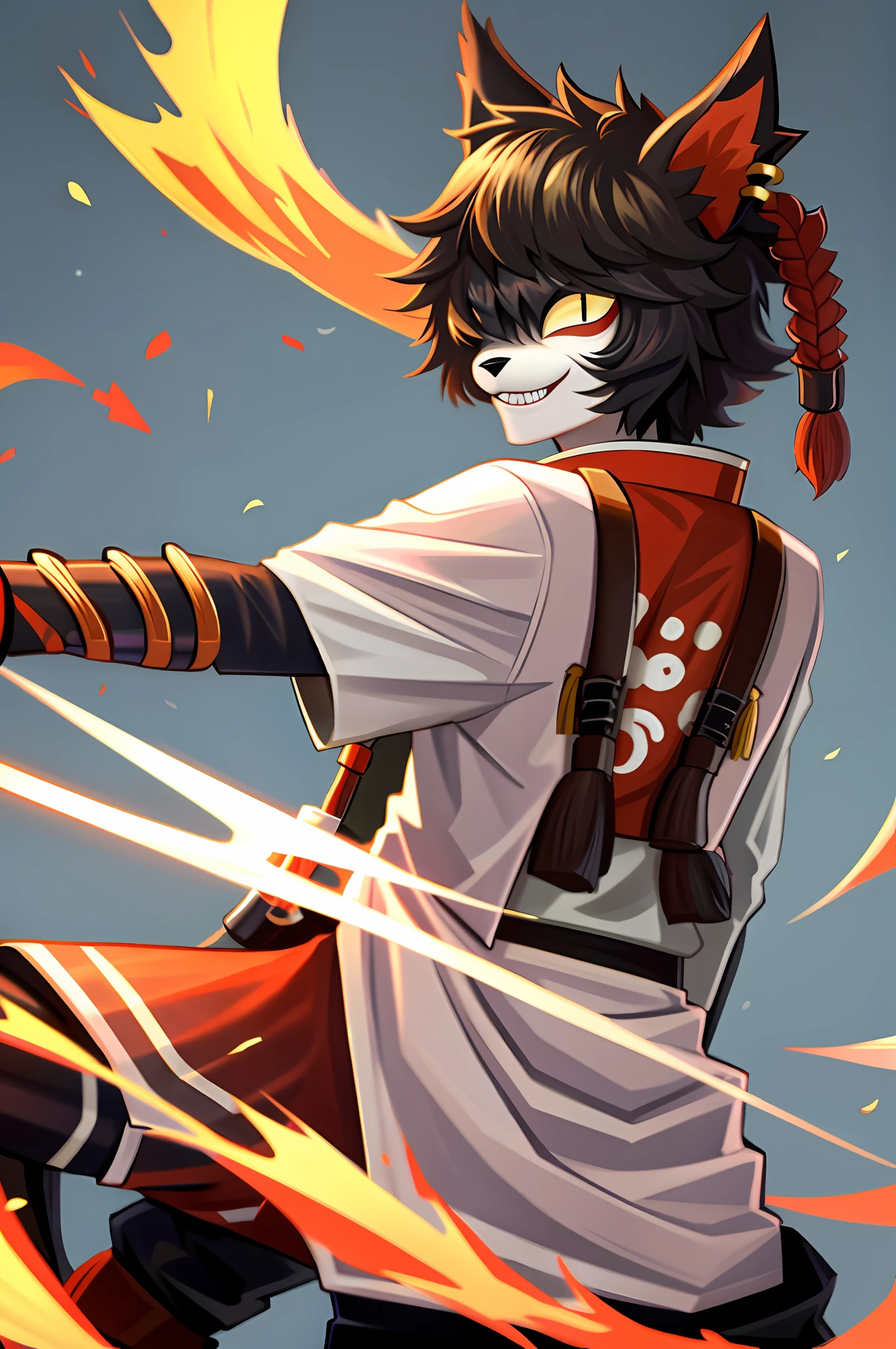 Furry lobo samurai katana