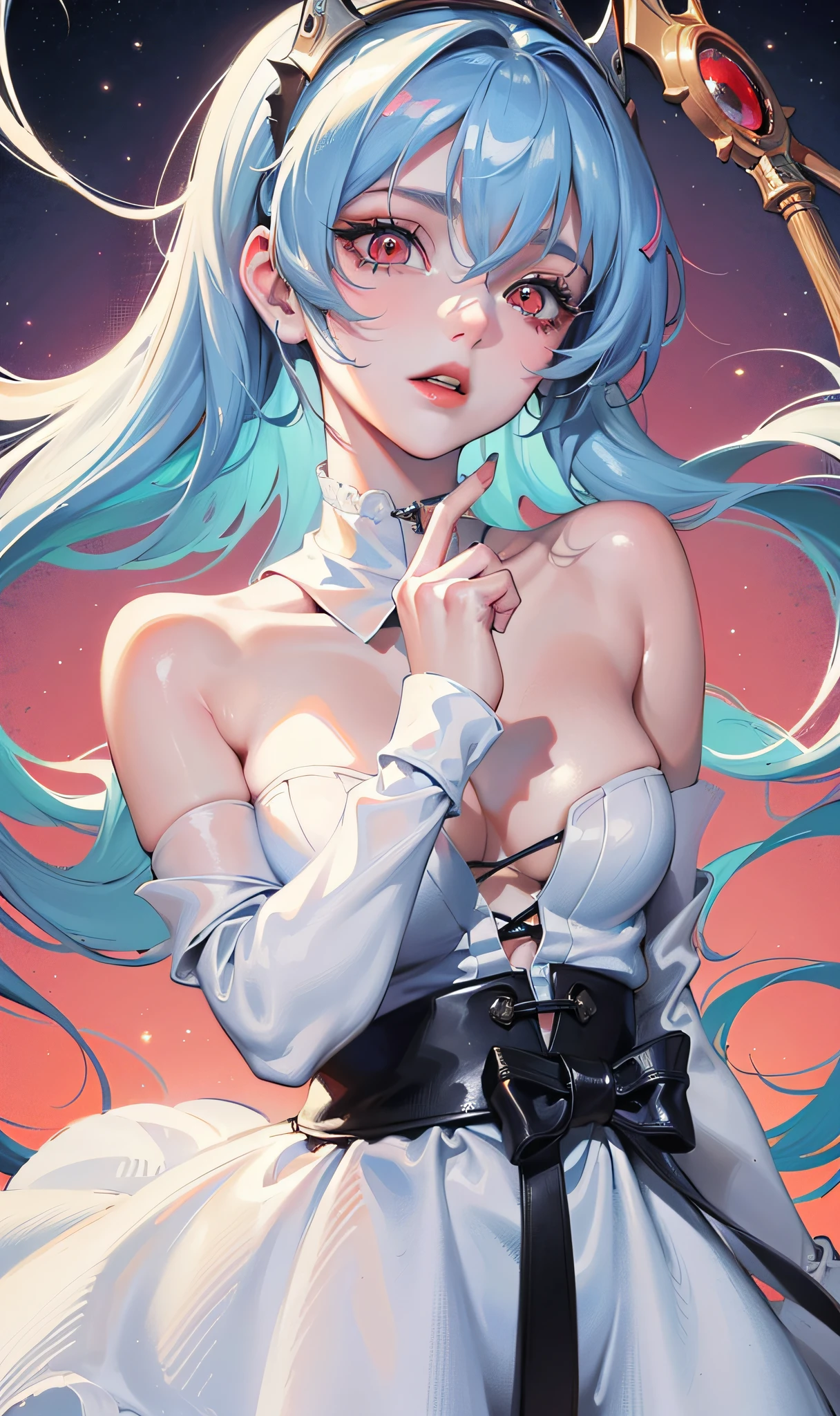 ((masterpiece, best quality, high resolution, extreme quality, solo, very detailed wallpaper, (18 year old girl: 1.4), Rei Ayanami, red eyes, detailed eyes, beautiful eyes, eye reflex, shyness, big nose, lipstick, {portrait closeup}, pale skin, extremely moist and smooth, skin reflected light, three-dimensional facial features, no background, pose, {look down|look up|look to the side})),