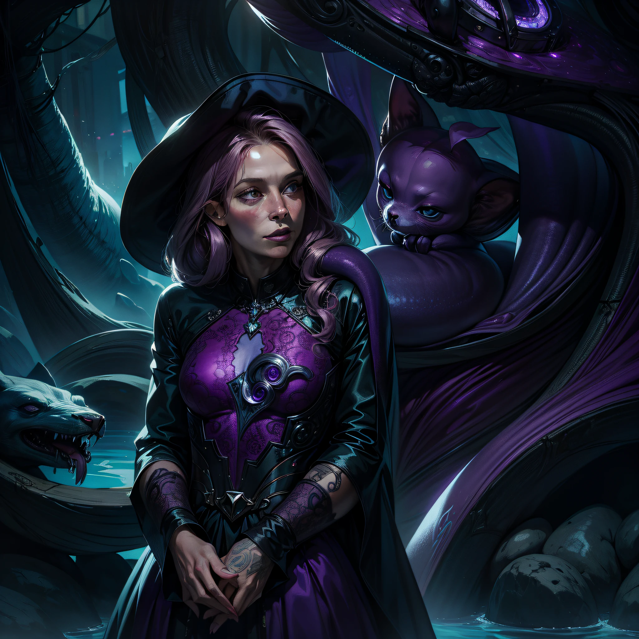 An Alien Weasel Deep Sea Tired Average Electric violet, Convoluted, Precious and Lavish, in the style of Tom Roberts, Louise Dahl-Wolfe and Catherine Nolin, 4k resolution