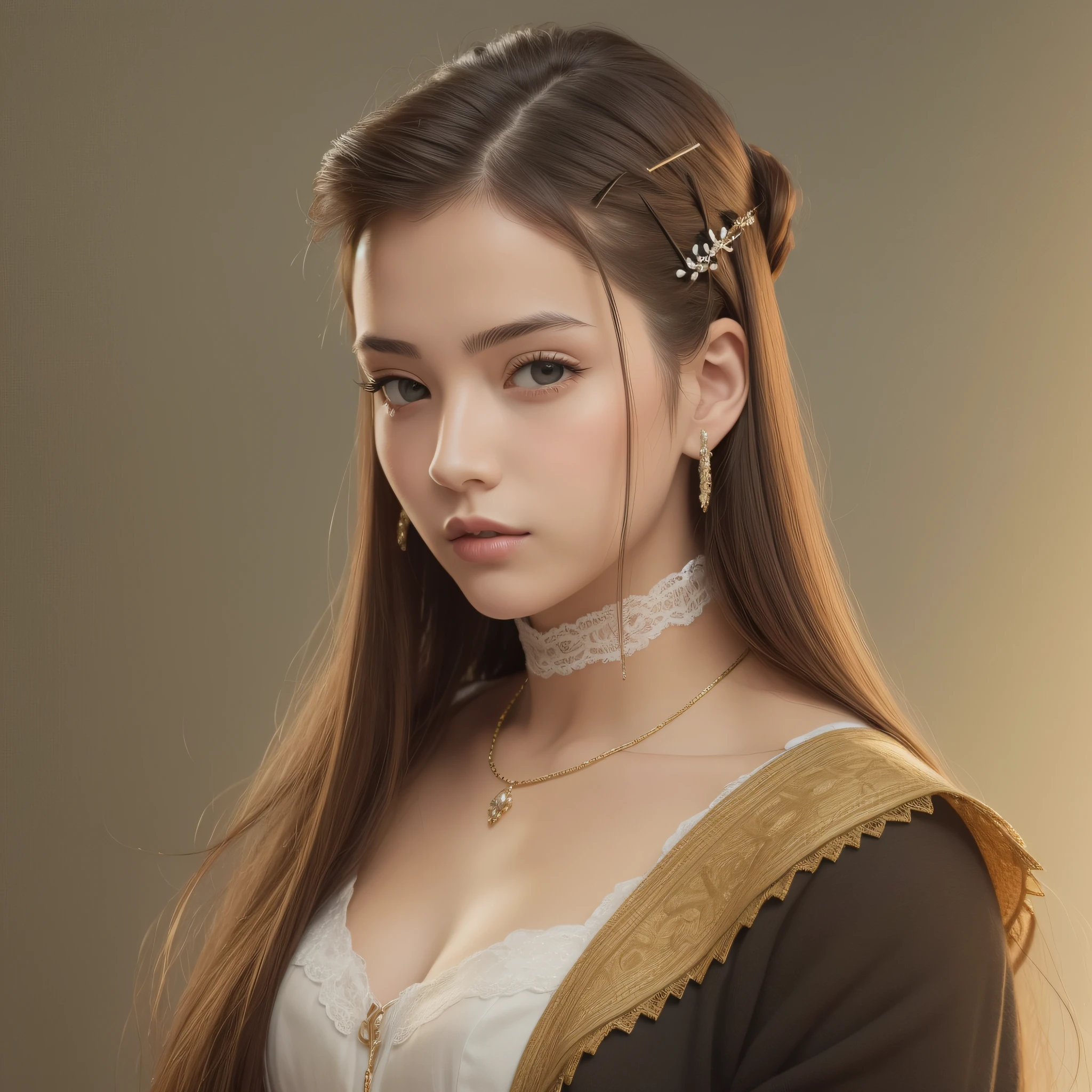 Young woman with hairpins
