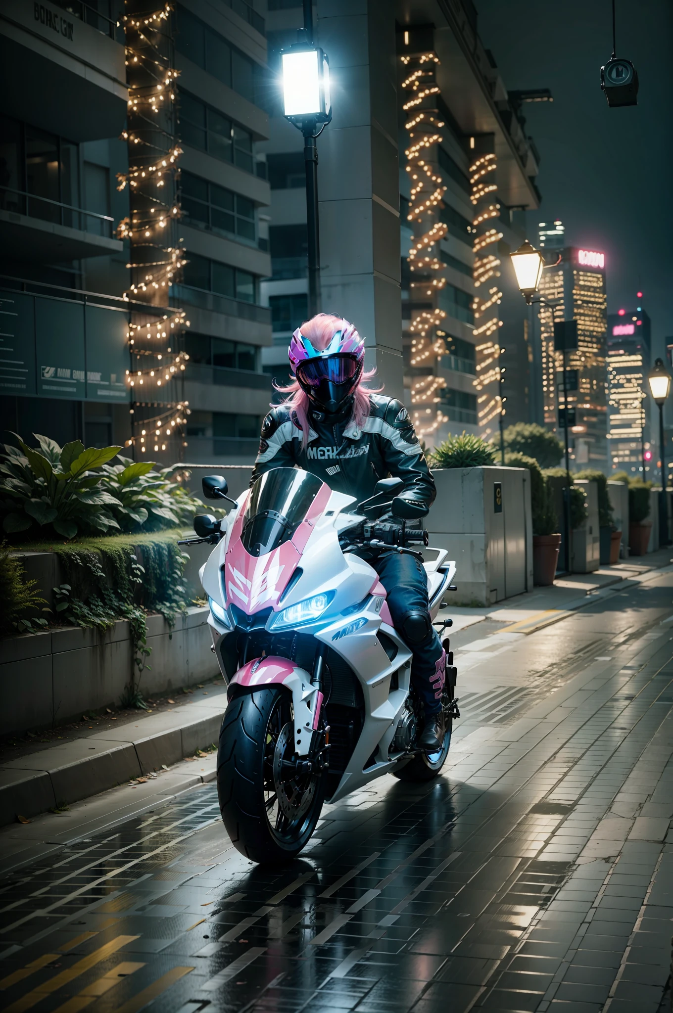 Pink motorcycle, pink hair