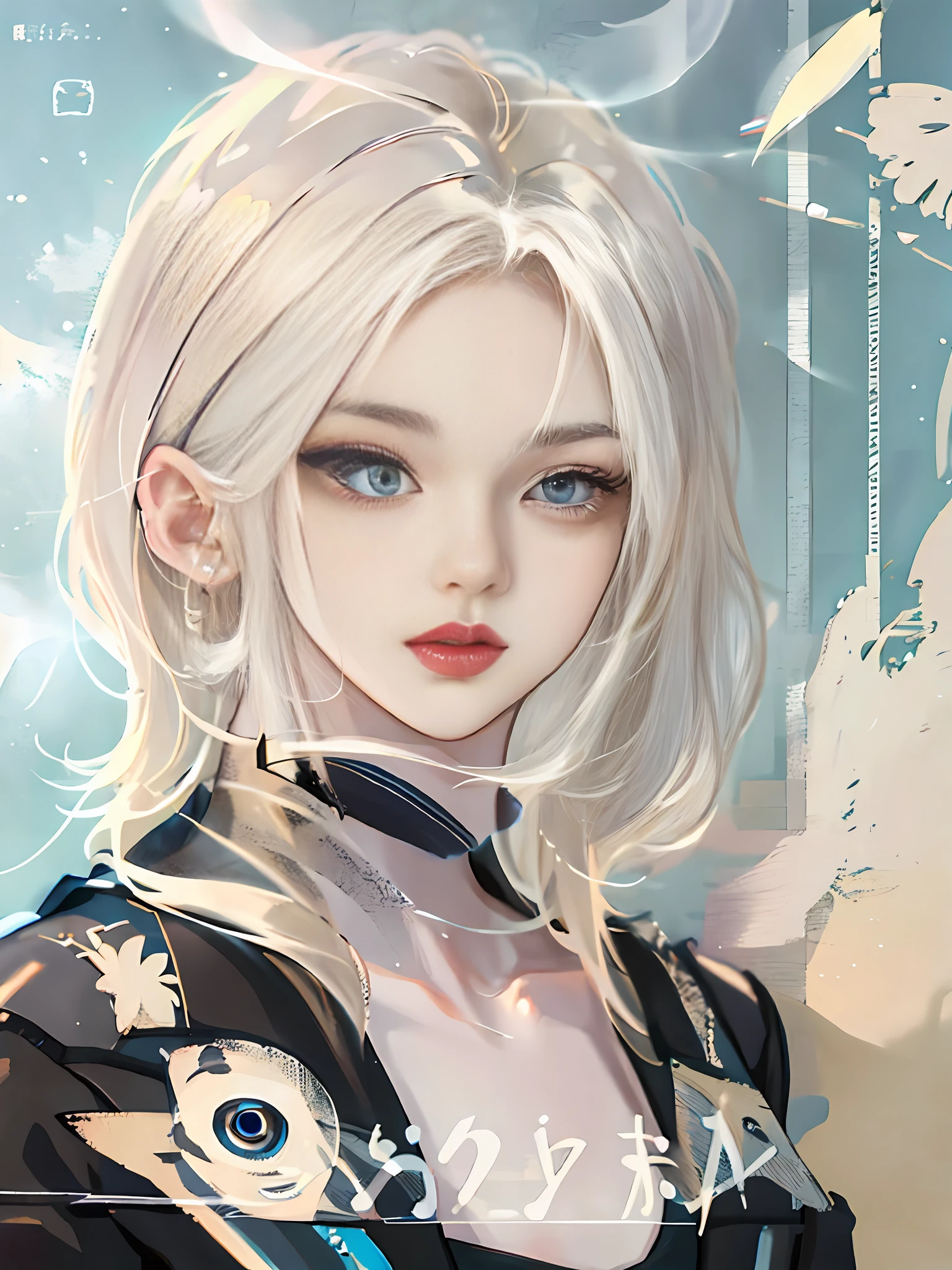 Finely depicted eyebrows and eyes, eye highlights.