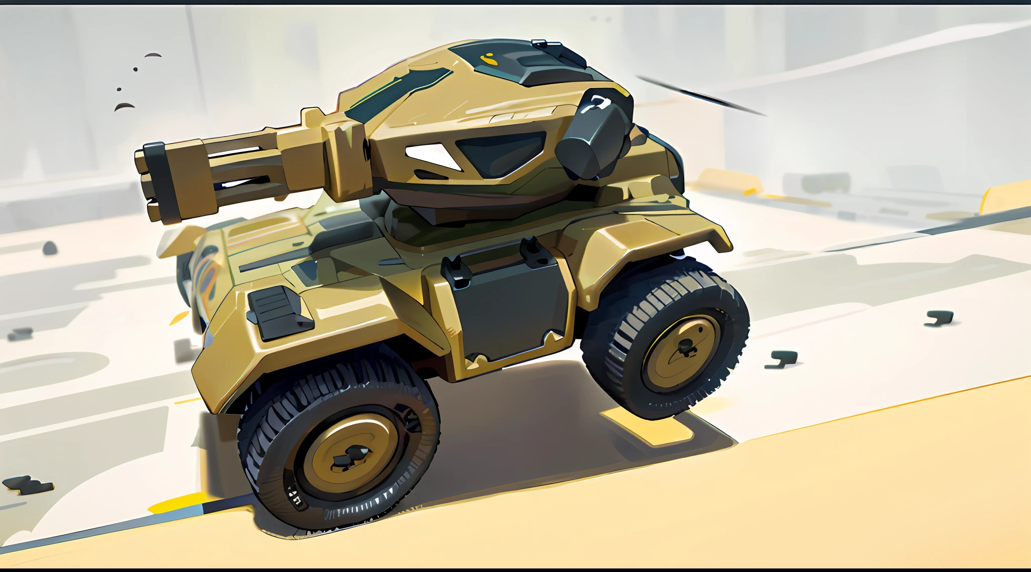 Spider-Man's toy car printed on it with simple patterns, masterpiece, best picture quality, clear lines, 8K HD, Rocket League tank, tank, tank with legs, it has six thrusters behind it, reconnaissance police robot, plastic toy, toy design, tank, manatee-shaped mech, futuristic main battle tank, close-range shooting, tank has a large solid cannon, one arm of the robot body