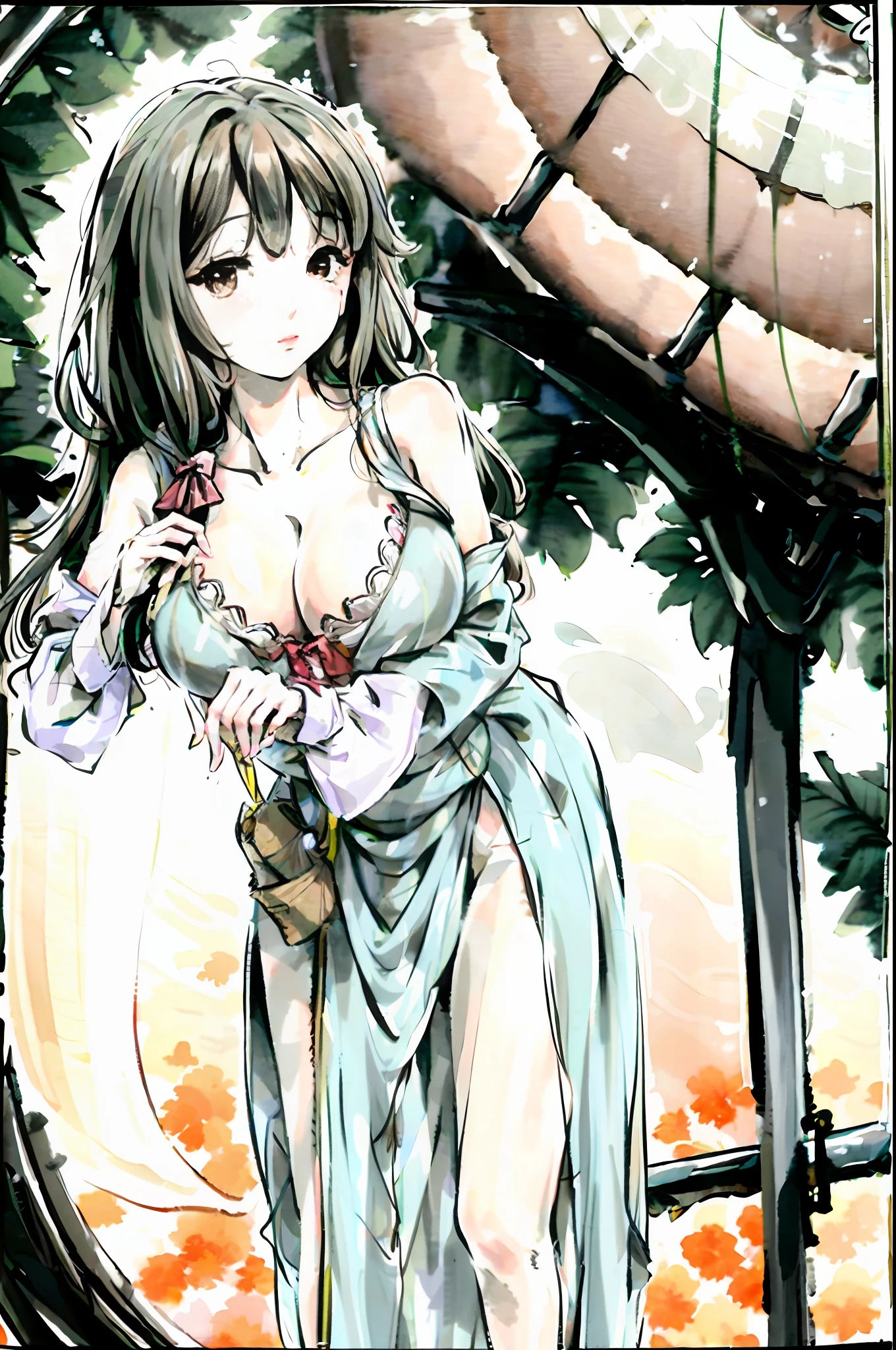 Girly, childlike big breasts, big breasts, translucent clothes, wet, shy, NSFW