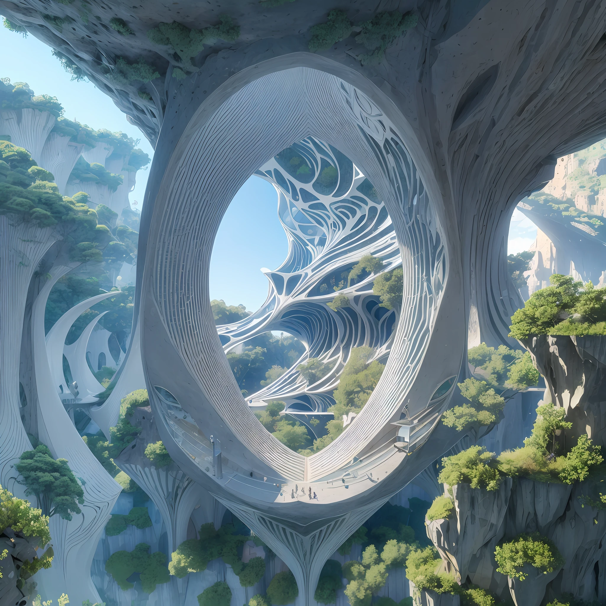 Futuristic Islamic architecture design of cave architecture concept art on grand Canyon caves islamic architecture, proportional,detailed, cave architecture nature meets futuristic architecture by Toyo Ito ,residential area, futuristic development, high rise balconies, full of rock and glass facades, residential spaces carved from cliff side ,trending on artstation, beautiful lighting,In the style of Arabic calligraphy masterpiece, fantasy, intricate, award winning, 4k, highest quality render --auto --s2