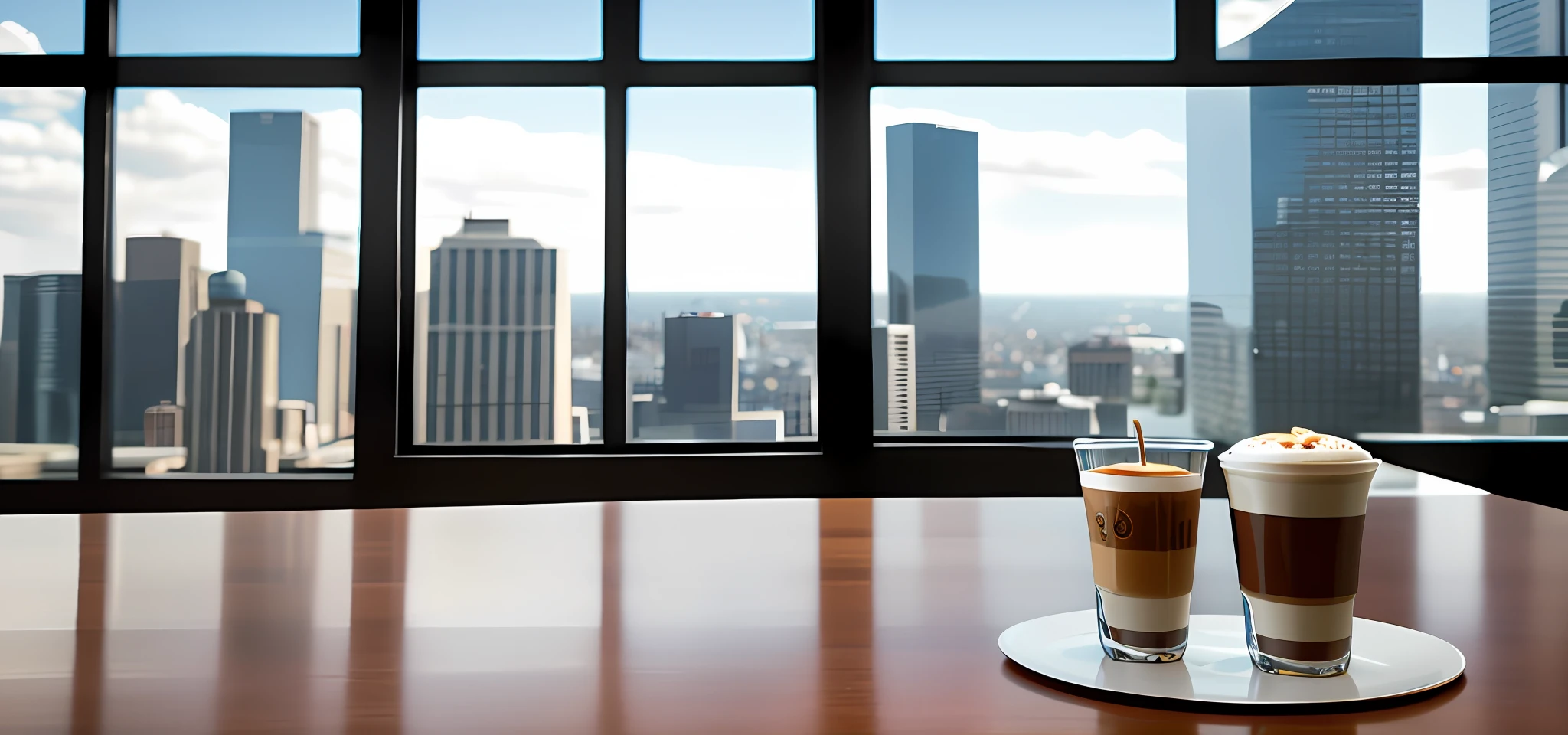 Table top three cups coffee close-up, American coffee close-up, coffee detailed close-up, Nordic style kitchen cabinet, middle island, Italian light luxury tableware, breakfast, modern decoration, movie view, accurate rendering, romantic light and shadow, realistic image, 8k, photo, large aperture, kodak perspective, bright tones, UHD
