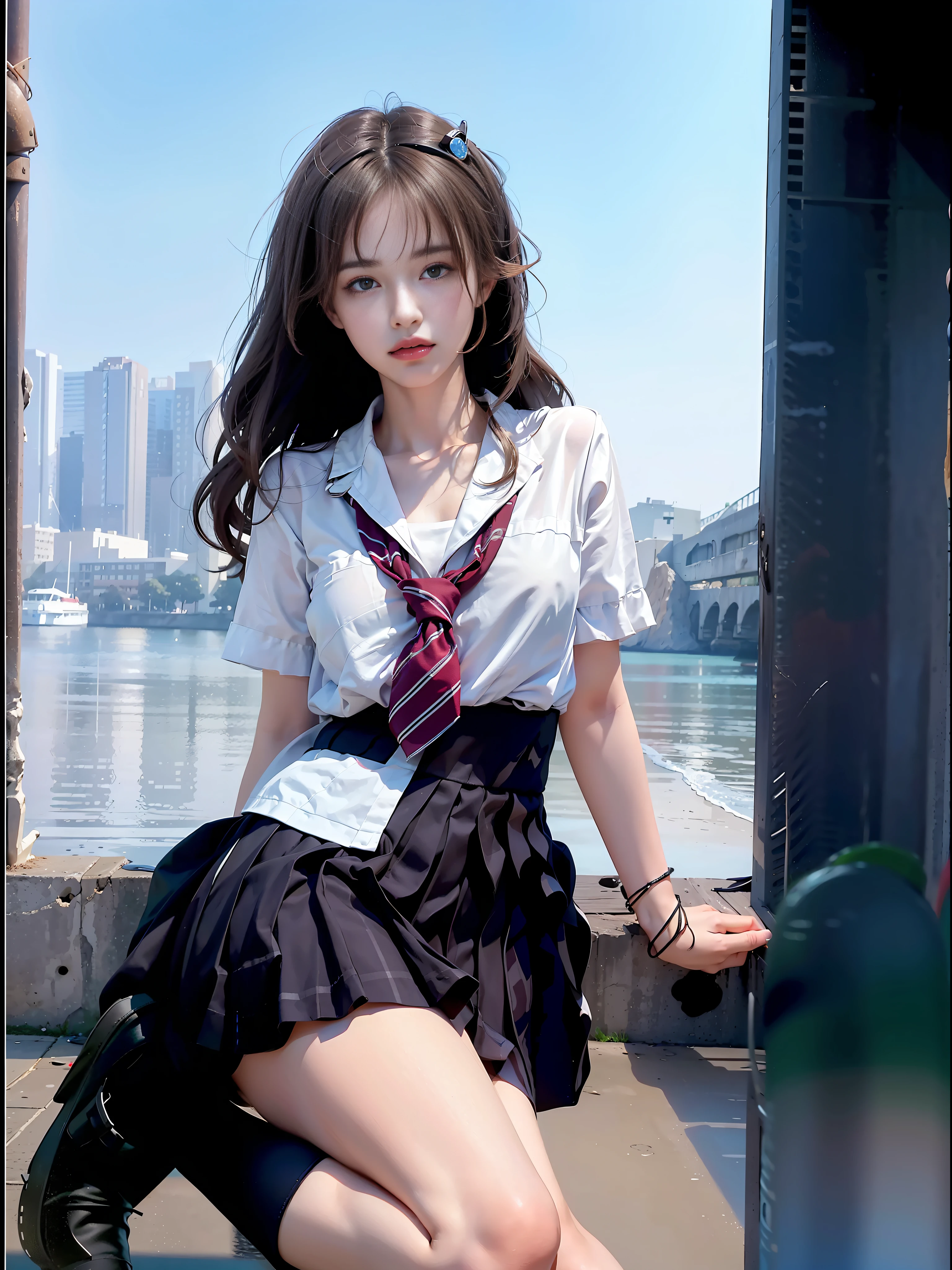 Best image quality, masterpiece level, ultra-high resolution, lifelike (1.4), a girl who is casual and low-key, clearly shows her whole body.