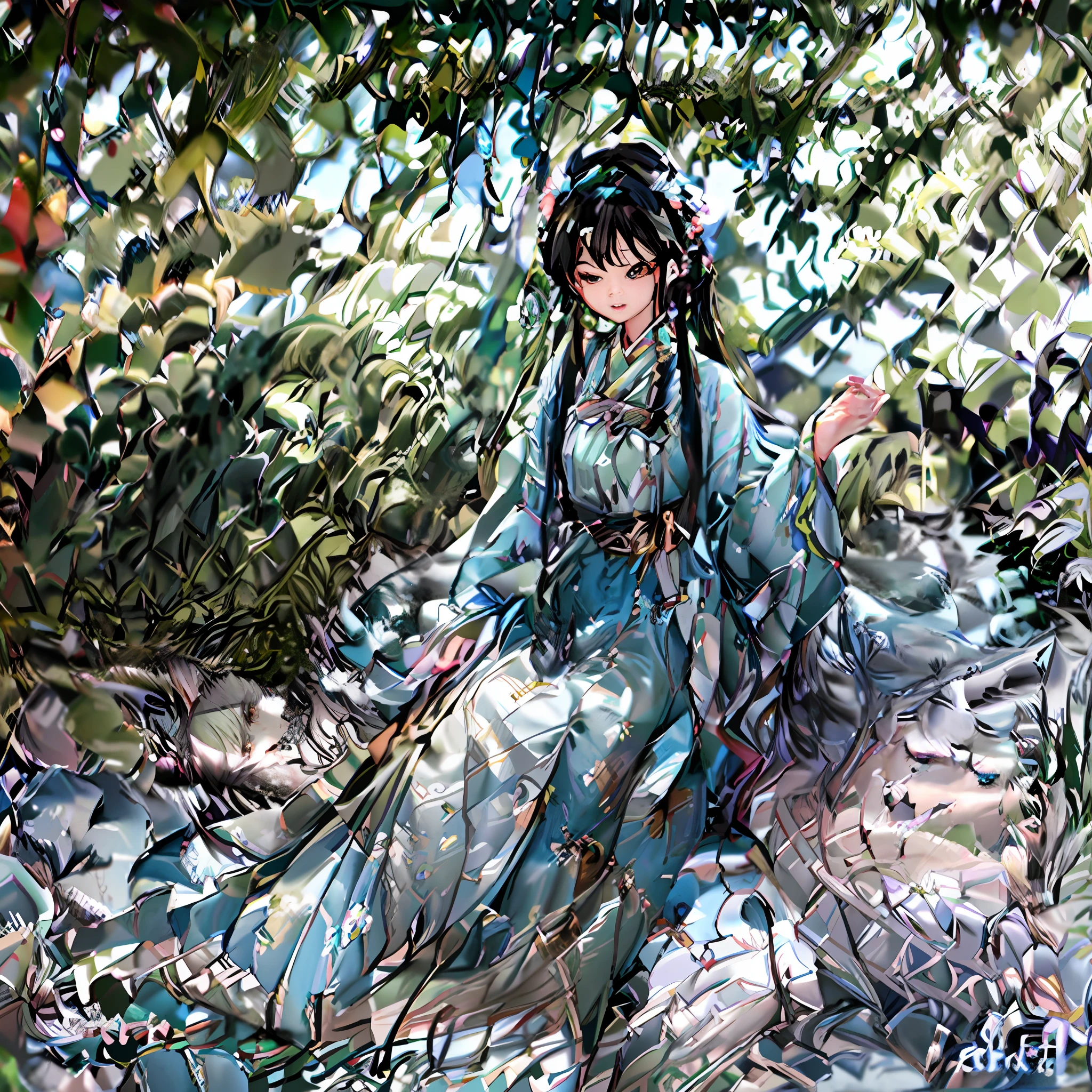 anime girl with long hair and blue dress sitting on a rock, keqing from genshin impact, zhongli from genshin impact, ayaka genshin impact, genshin, onmyoji, aqua from konosuba, from touhou, 中 元 节, official artwork, genshin impact character, from the azur lane videogame