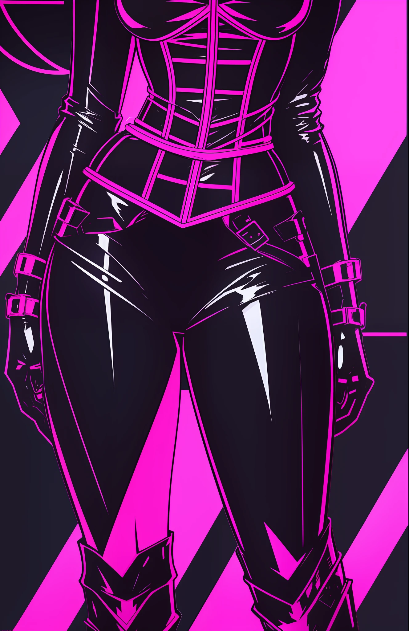 [Pink Woman, Full Body Portrait, BDSM, slave, Black Corset, Bondage, Collar, From Below,angry,Leather Panties] Coat of arms silhouette, logo masking style illustration, Dan Mumford, Greg Lutkowski, James Jean, black background, dark art, vivid colors, high contrast, art station, Deviant Art, Red Bubble, Tea Public, Sharp Focus, Simple, Hyper Detail, Detailed Drawing, Vectorization, Outline, Isometric Style, 8K.