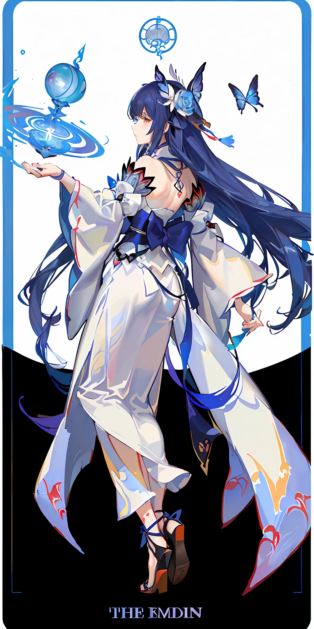 (Golden Ratio: 1.2),(Rose Doodle: 1.2),(Fault Color:1.3),[(White: 1.4)::10],(Full-body: 1.2),(Ultra Detail:1.3),(Tarot:1.6),Cyberpunk,Meiji Era,Taisho Era,Japanese Clothing,Machinery,Girl,(Magician (Tarot): 1.6), (Paper: 1.2), (Fairy: 1.6), (Fairy Wings: 1.2), Full body, standing in the air, ( Cool:1.2),(Red Long Hair),(Butterfly Hair Ornament),(Flower Hair Ornament:1.0),((Sandals,Rocket)),,(Colorful Flower Sea:1.3),(Chaotic Geometric Image:1.3),(Negative Space:0.8),(Drawing Board:1.3),(Ether Colorful Ink Flow:1.3)