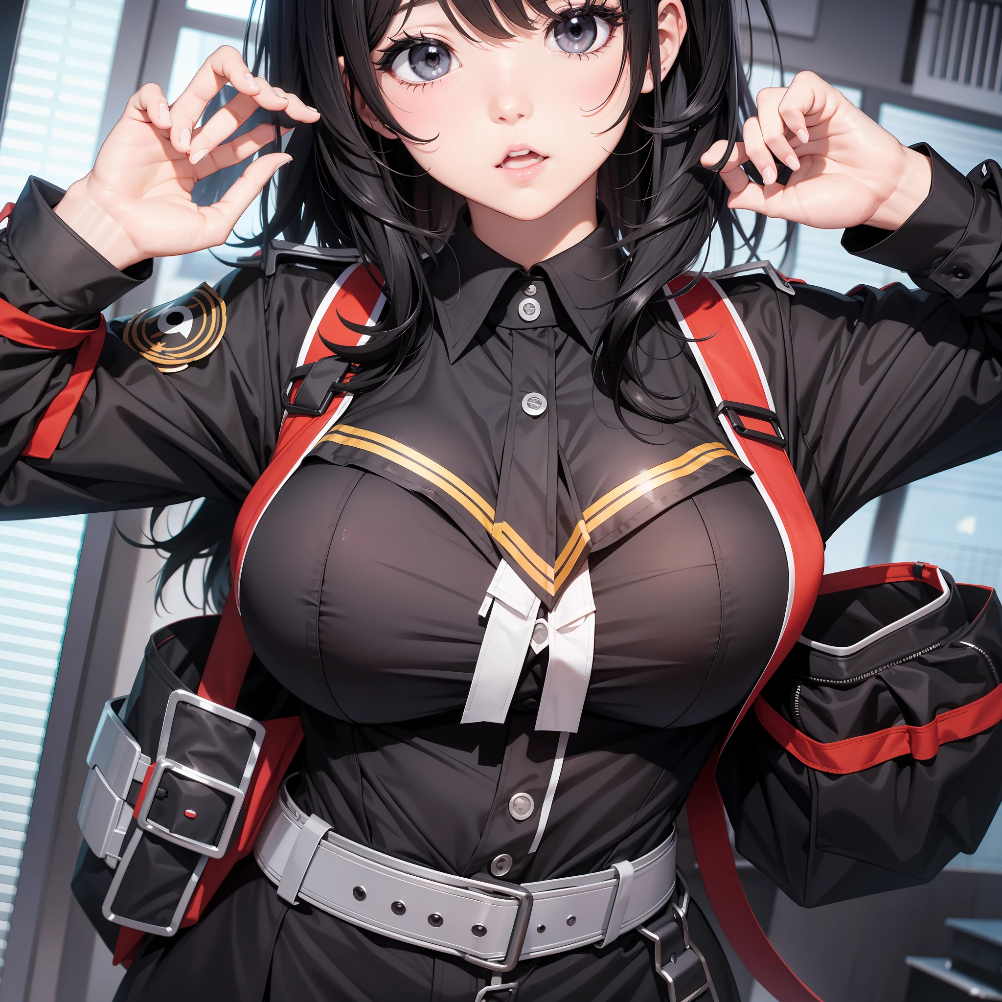 Shortcuts Big black eyes Black hair Uniform Big breasts --auto --s2