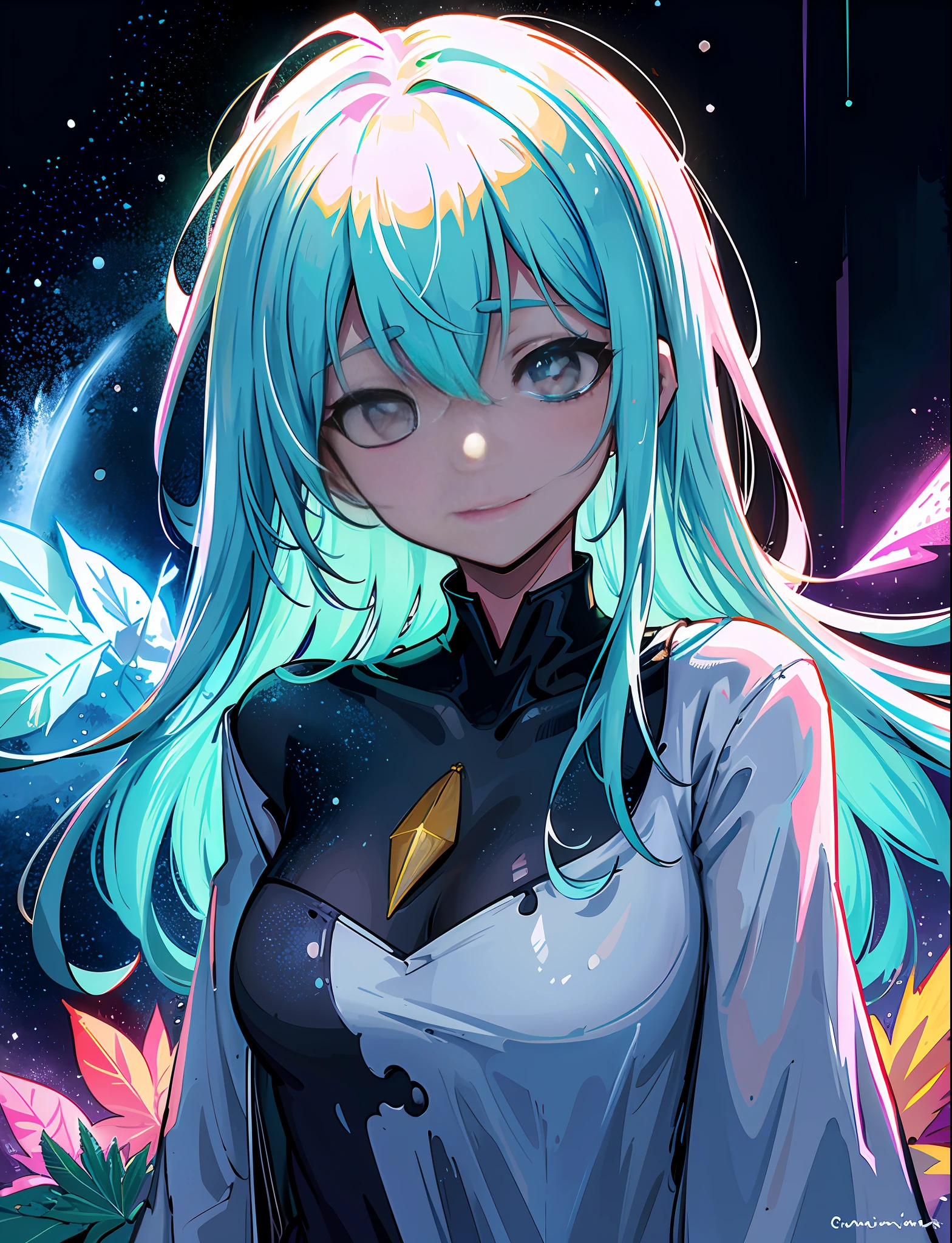 A steep chic train on a wet road. ,neon lights, neon galaxies, huge crystal moon, starry sky,,happy, peaceful, , in love Hemp, leaf,marijuana,cannabis,((illustration)), colorful, wallpaper, energy, secret, magical environment, omniscience, prediction of the future, understanding the past, frost magic, --v 6