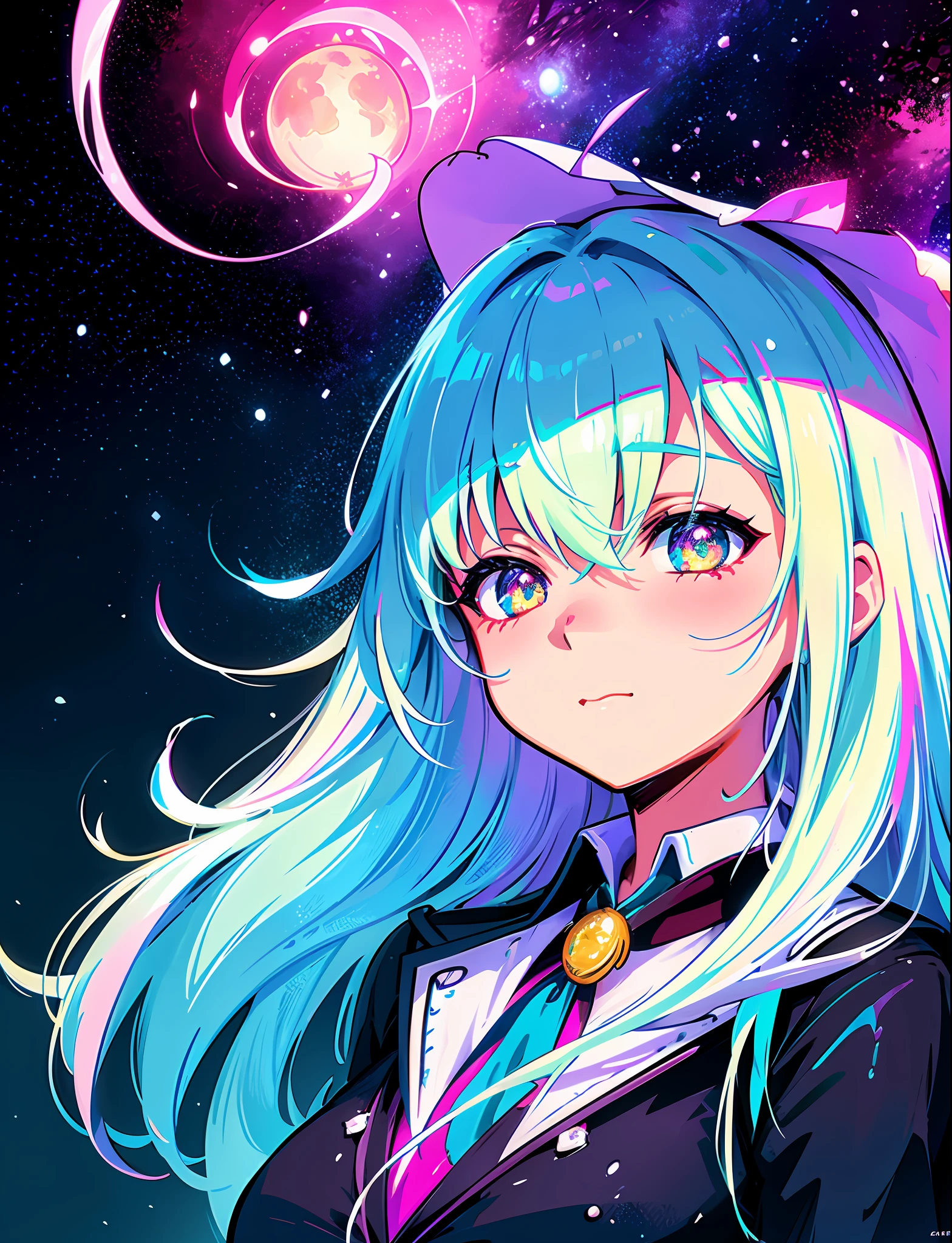 A steep chic train on a wet road. ,neon lights, neon galaxies, huge crystal moon, starry sky,,happy, peaceful, , in love Hemp, leaf,marijuana,cannabis,((illustration)), colorful, wallpaper, energy, secret, magical environment, omniscience, prediction of the future, understanding the past, frost magic, --v 6