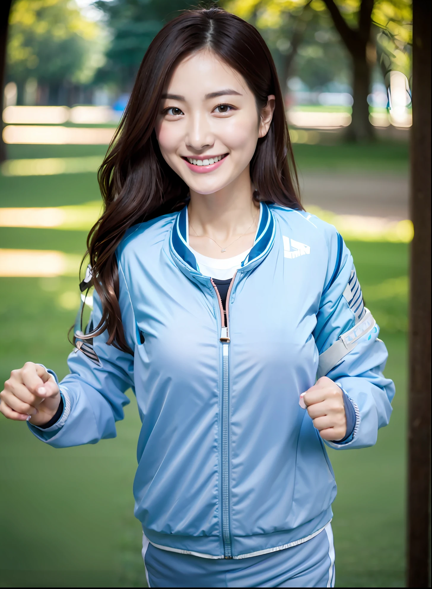 8K, HDR, Photography, (woman jogging:1.6), (wearing sportswear:1.2), (dynamic pose:1.3)