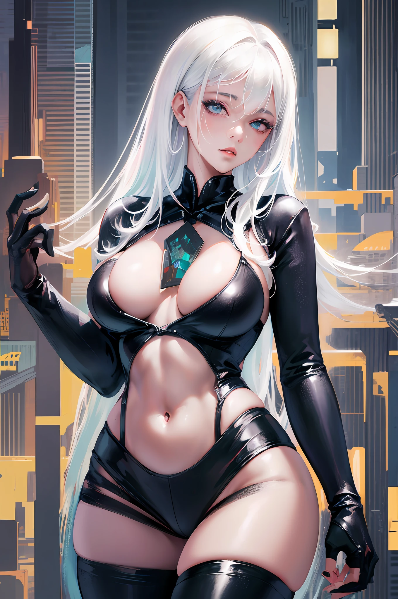 anime girl with white hair and black clothes posing naked, extremely detailed artgerm, detailed digital anime art, artgerm on artstation pixiv, guweiz on pixiv artstation, guweiz on artstation pixiv, fanart best artstation, :: rossdraws, trending on artstation pixiv, rossdraws 2. 5