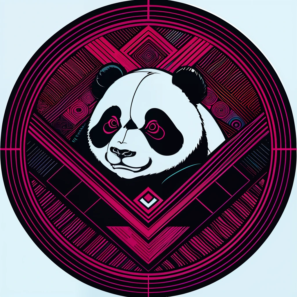 Panda in geometric style, Design with 32k quality, inspired by T-shirt design, with Vector style, made by DSLR Camera, full framing, centered, white background, maximum quality, maximum details.