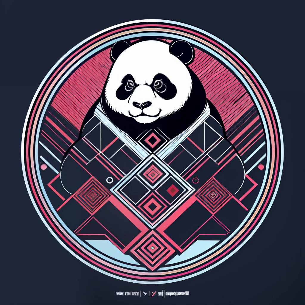 Panda in geometric style, Design with 32k quality, inspired by T-shirt design, with Vector style, made by DSLR Camera, full framing, centered, white background, maximum quality, maximum details.