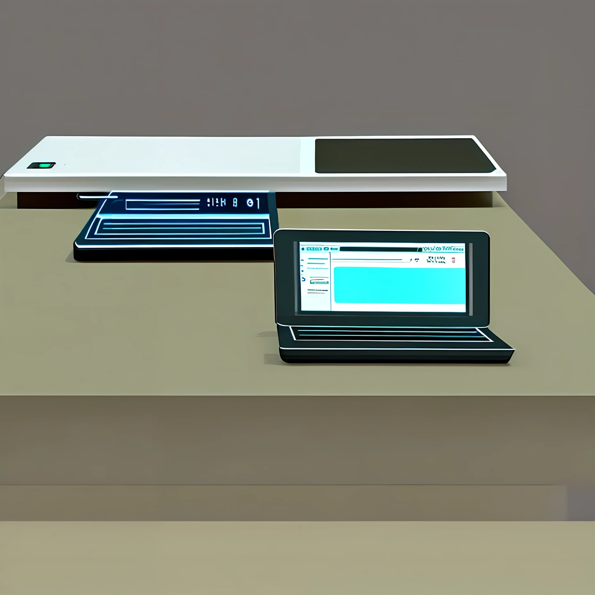 A mini voice recorder on the table, give this voice recorder a close-up, overall bright style.