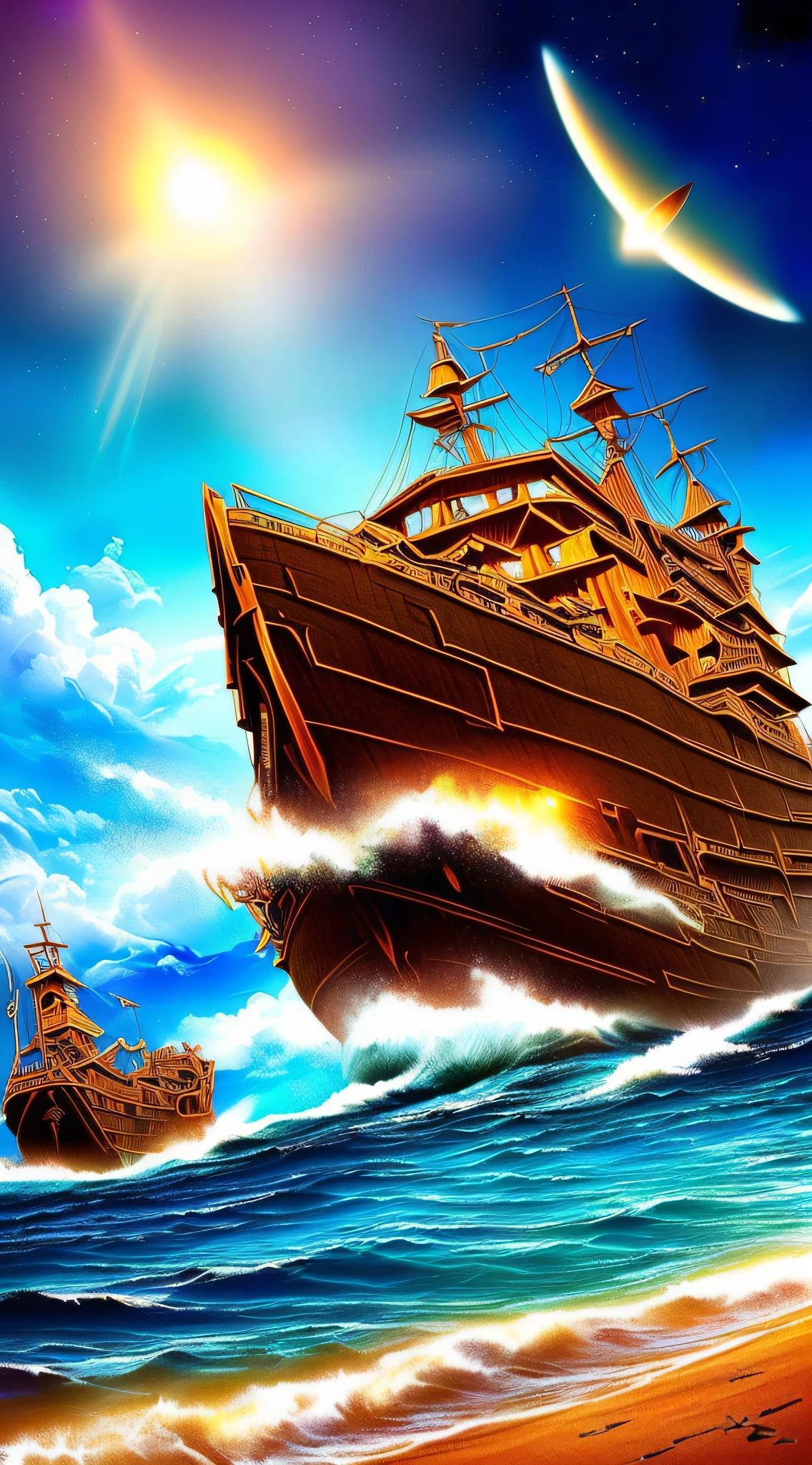 {lmasterpiece]l, {best quality), [highres], the mystery of Noah's ark involves extraterrestrial intervention