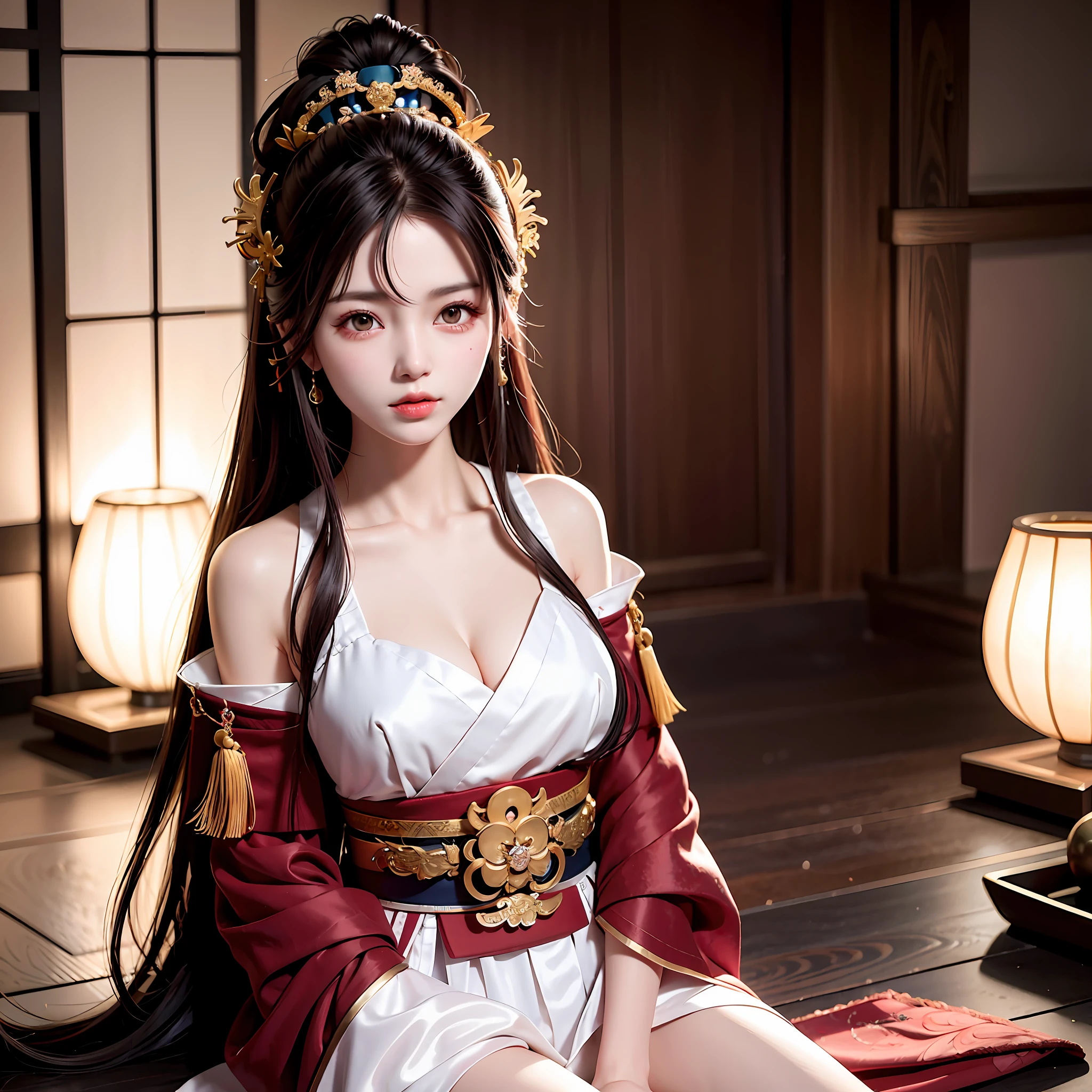 A arafed asian samurai woman with a samurai mask , gorgeous sitting pose with a sward,half chest swaving, a picture by Jason Chan, tumblr, shin hanga, beautiful asian girl, japanese model, beautiful body and face, attractive body, beautiful asian woman, sexy girl, gorgeous young korean woman, perfect body, sexy body, sexy body and face, korean girl, beautiful body, beautiful model girl