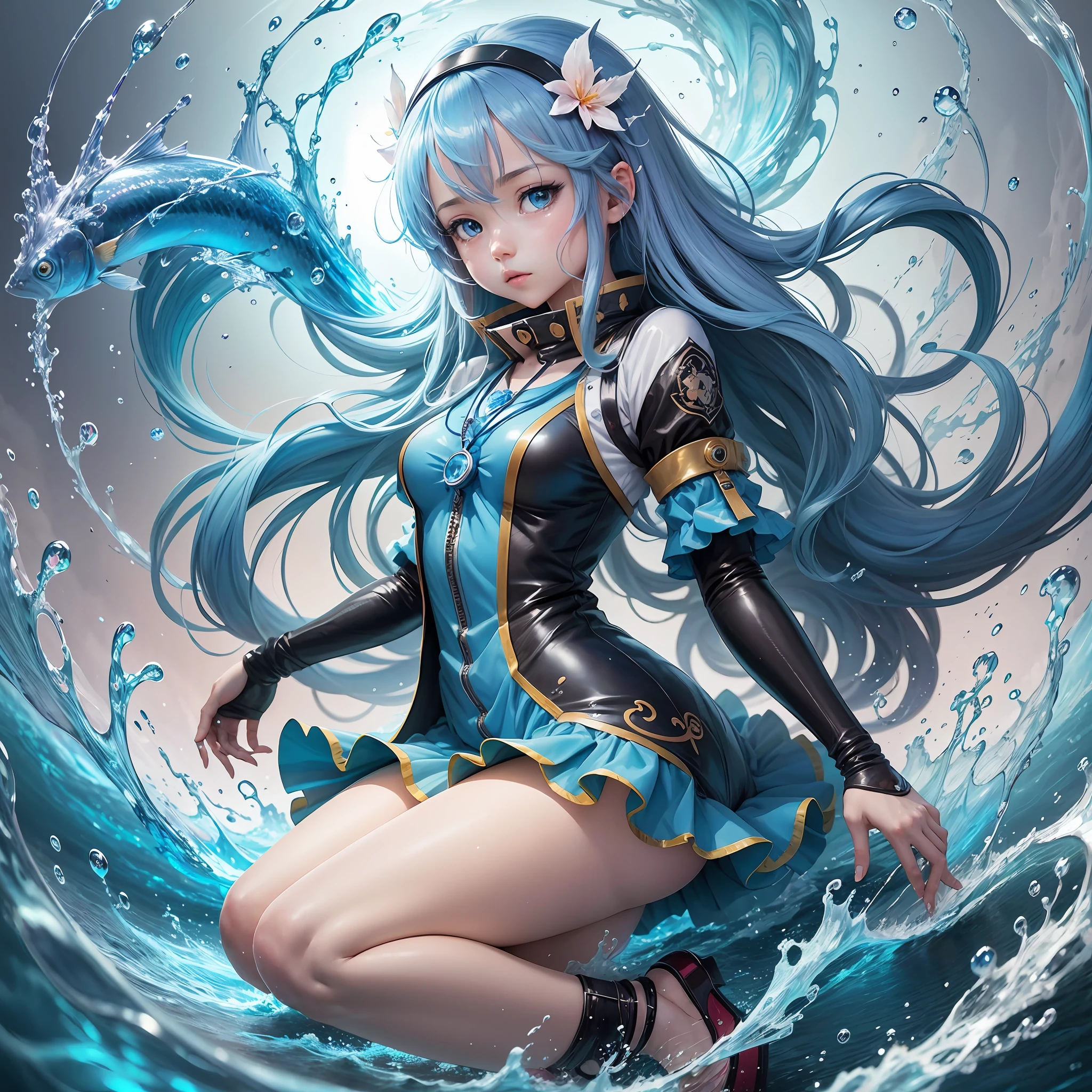 anime girl with fish element, wallpaper anime blue water, detailed digital anime art, detailed key anime art, splash art anime loli, detailed anime art, anime art wallpaper 4 k, anime art wallpaper 4k, clean detailed anime art, high detailed official artwork, water element, detailed anime character art, anime art wallpaper 8 k --auto --s2
