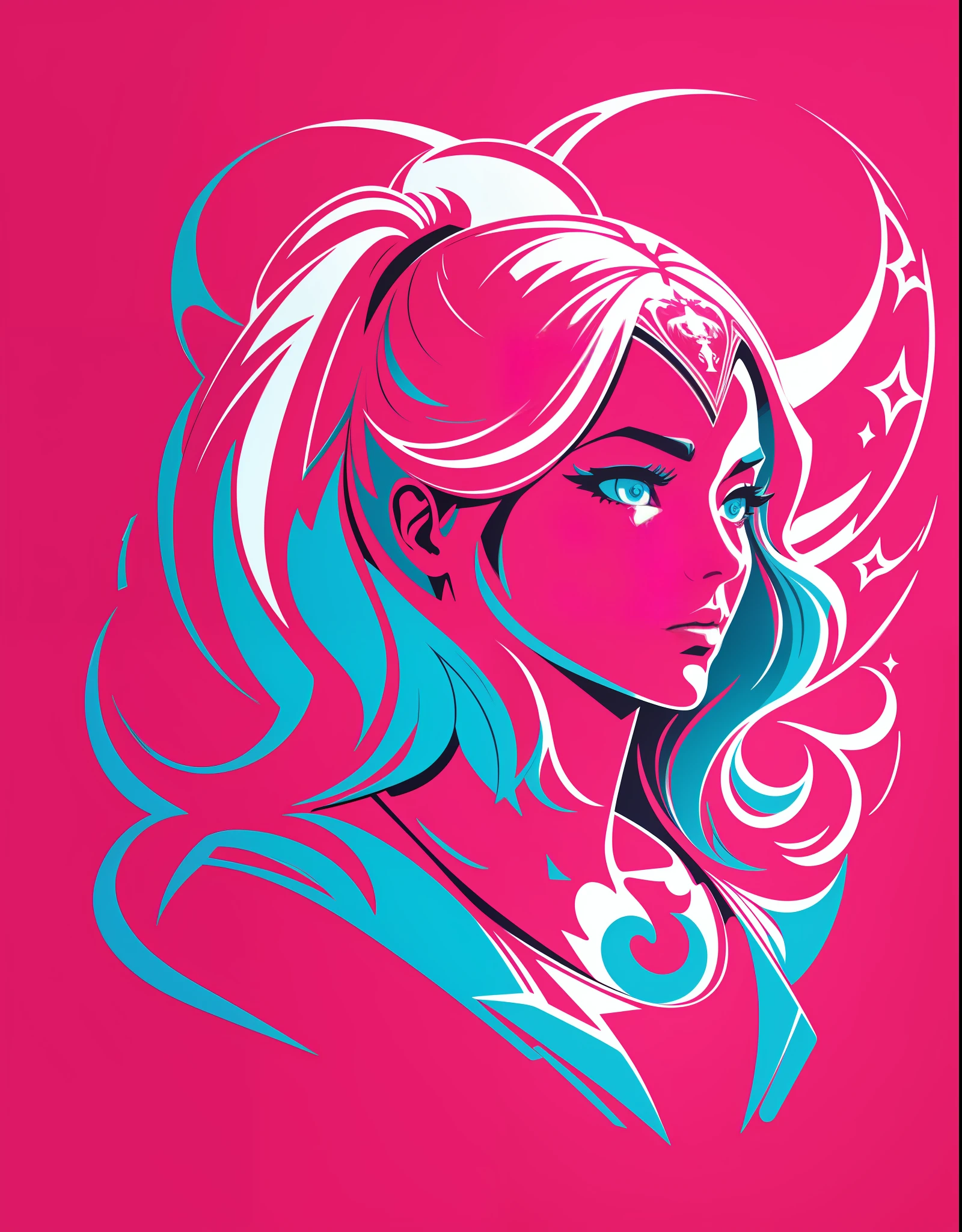 [Pink bikini, big] heraldic silhouette, logo masking style illustration, Dan Mumford, Greg Lutkowski, James Jean, white background, fantasy art, mysterious, realistic, majestic, rich vivid colors, high contrast, seamless water brand, art station, Deviant art, dribbling, red bubble, Tee public, sharp focus, simple, hyper detail, detailed drawing, vectorization, outline, isometric style, 8k.