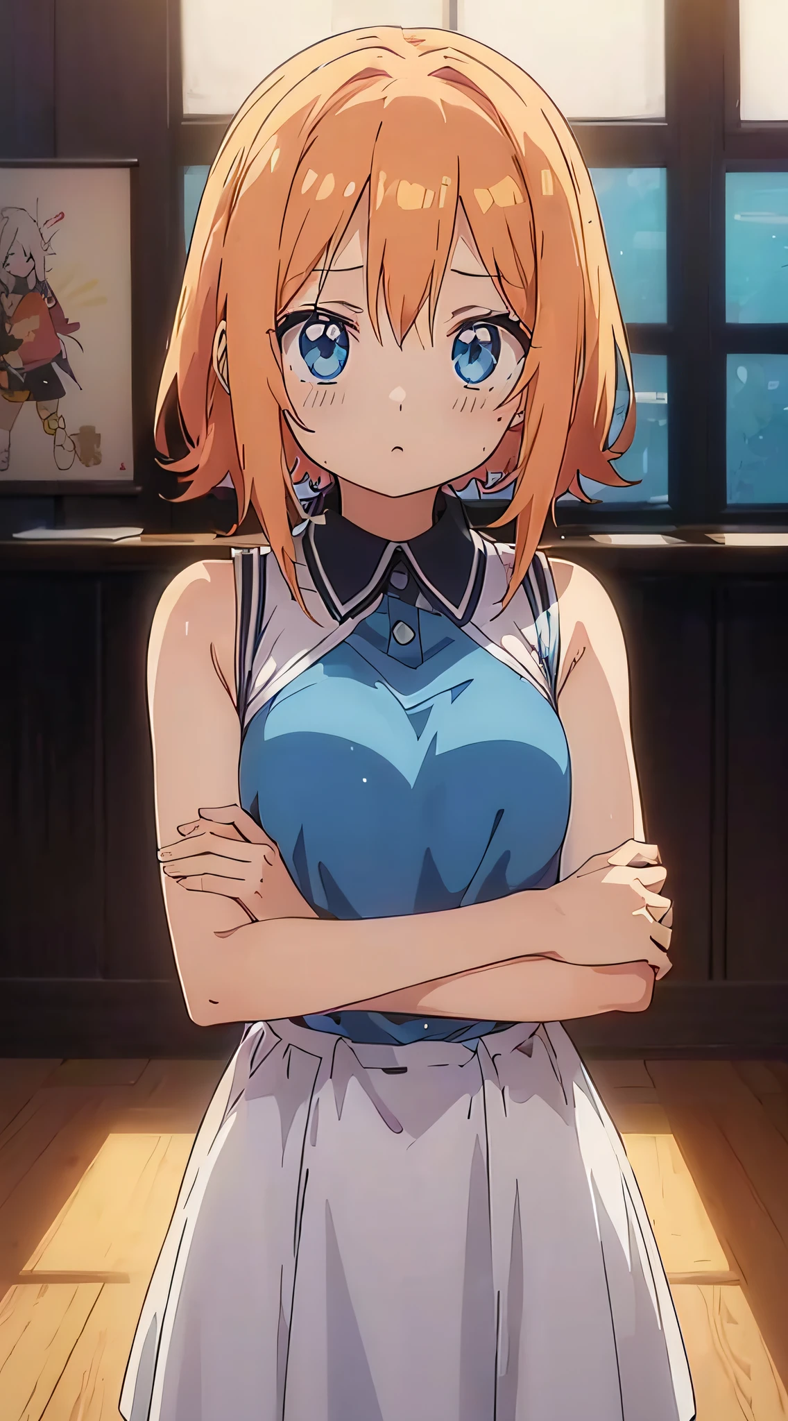 (Best Quality,Anime,Anime Art Style,Anime Screen Cap:1.5)Yuyushiki, Girl, , Sweat, Sleeveless Dress,Upper Body