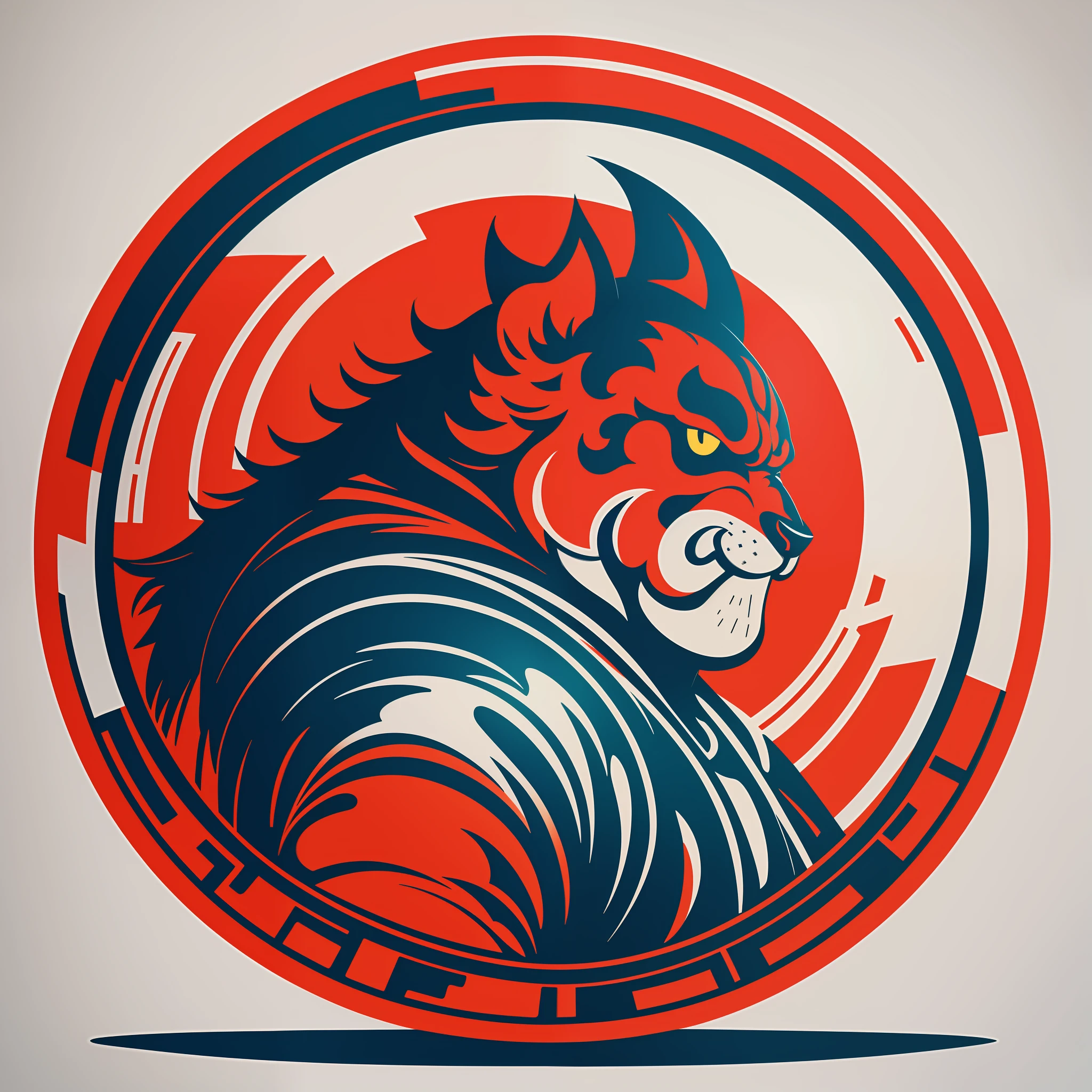 [Japan Sumo] circular heraldic silhouette, logo masking style illustration, Dan Mumford, Greg Lutkowski, James Jean, white background, fantasy art, mysterious, realistic, majestic, rich vivid colors, high contrast, seamless water brand, art station, deviant art, dribbling, red bubble, Tee public, sharp focus, simple, hyper detail, detailed drawing, vectorization, outline, isometric style, 8k.
